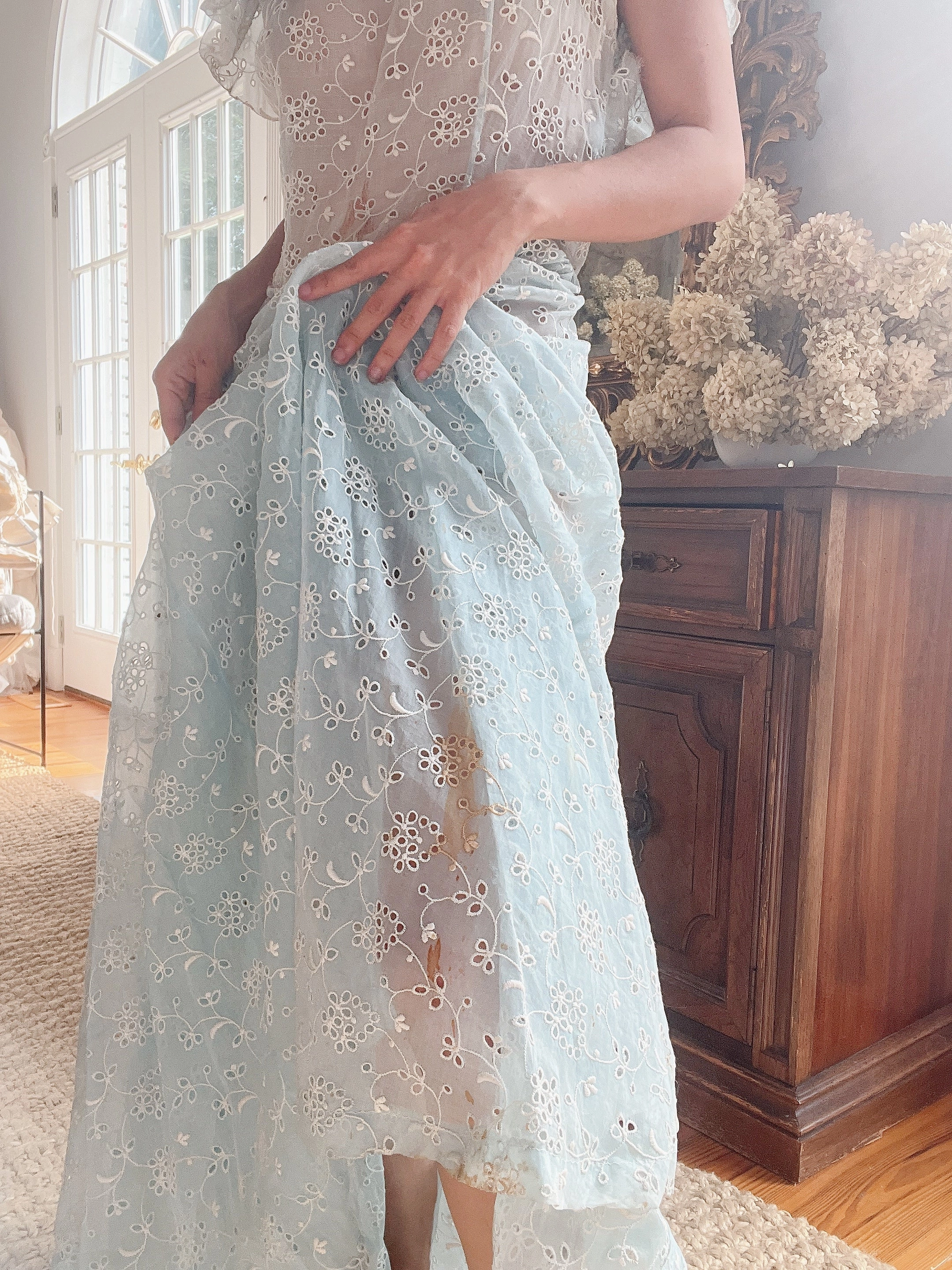 1930s Blue Organdy Dress - XS