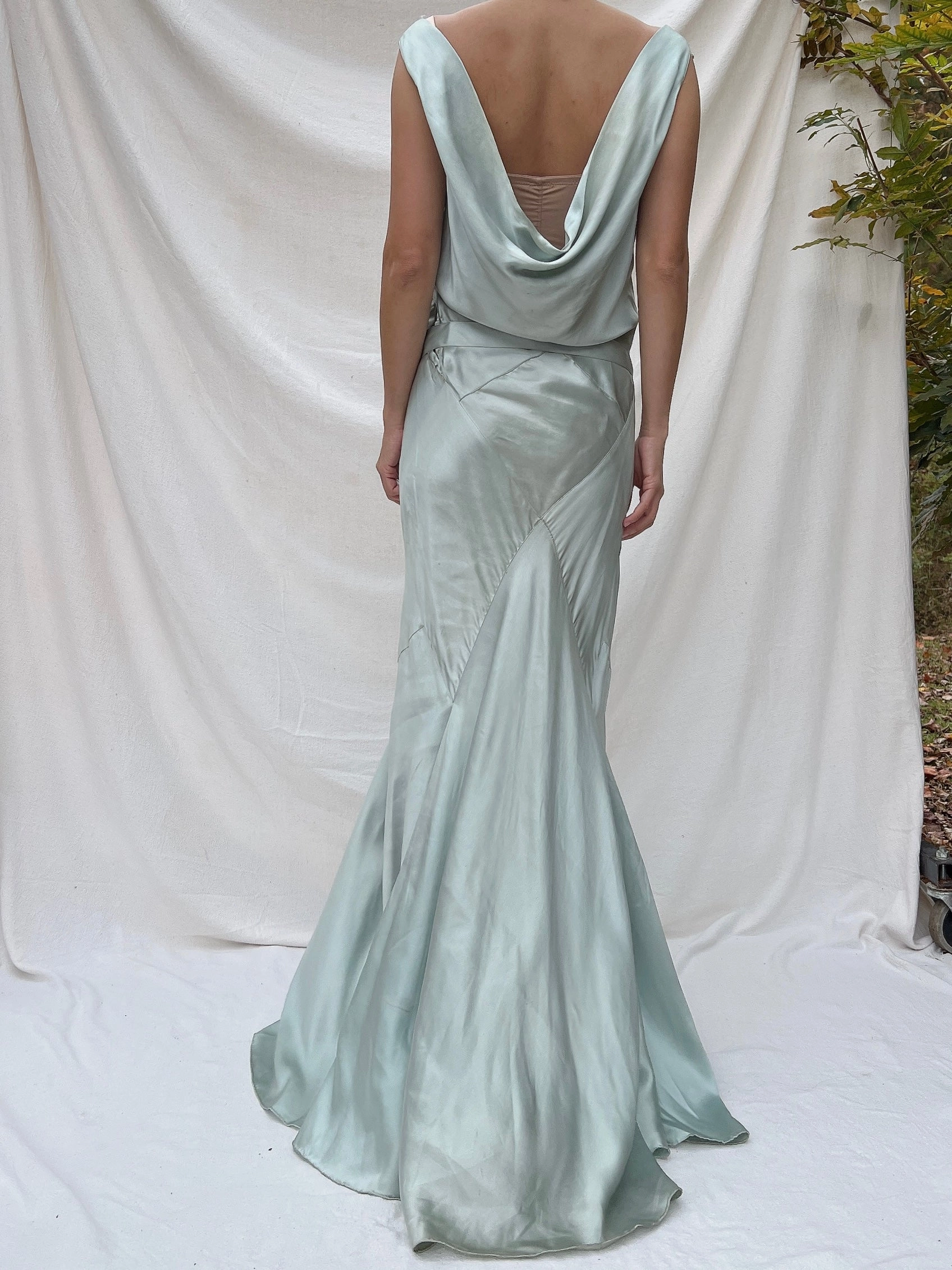 1930s Robins Blue Silk Gown - S