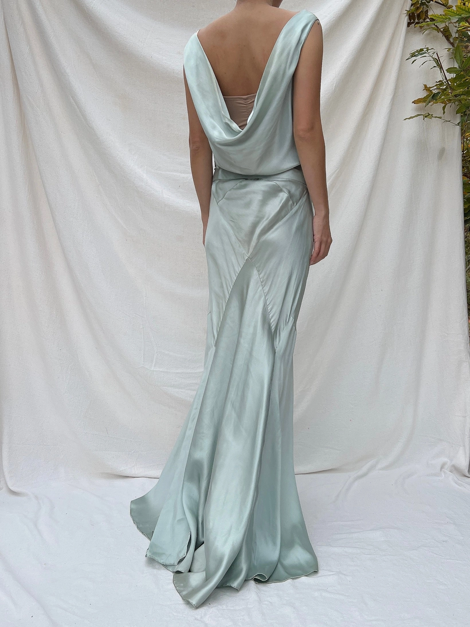 1930s Robins Blue Silk Gown - S
