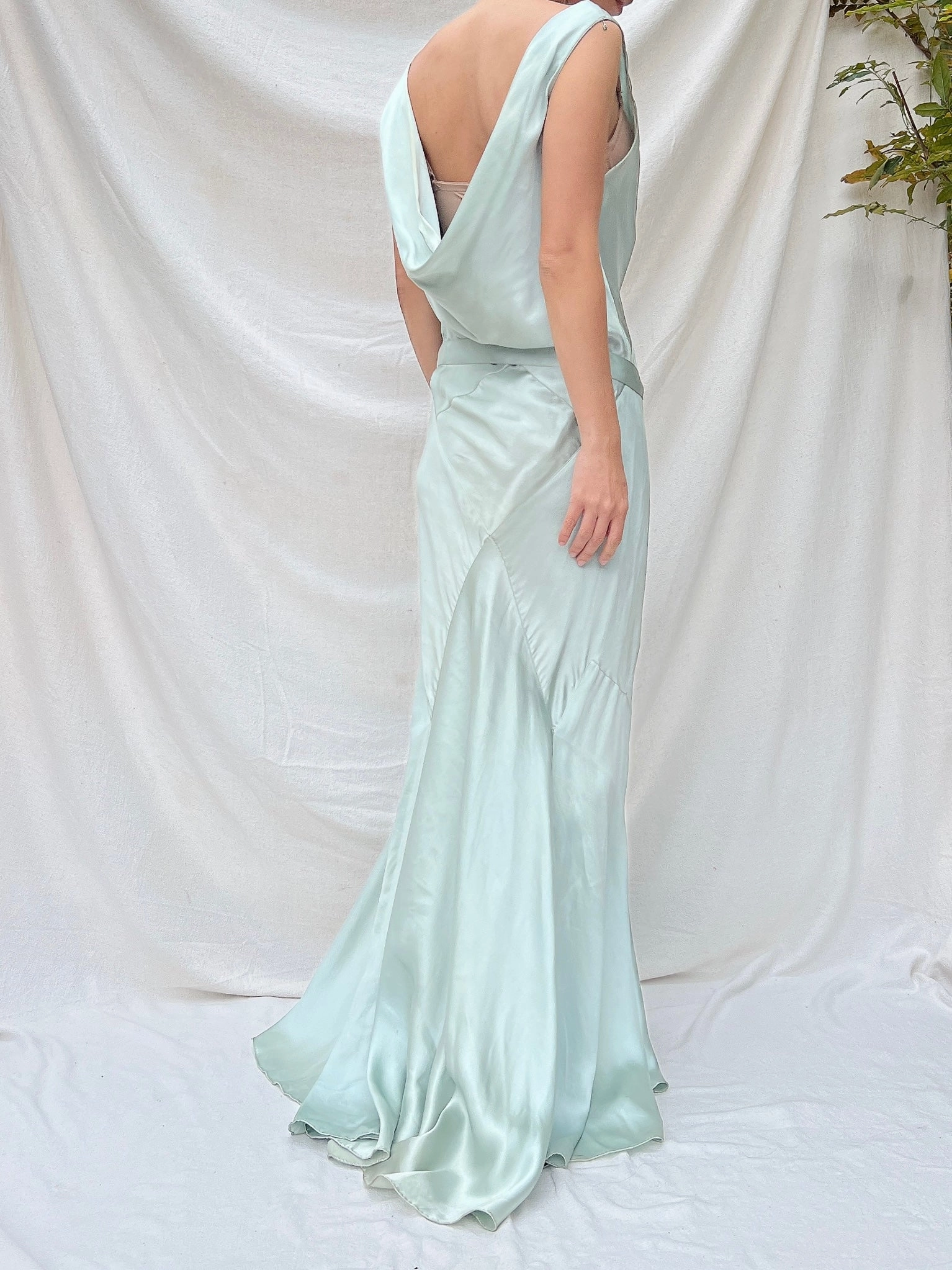 1930s Robins Blue Silk Gown - S