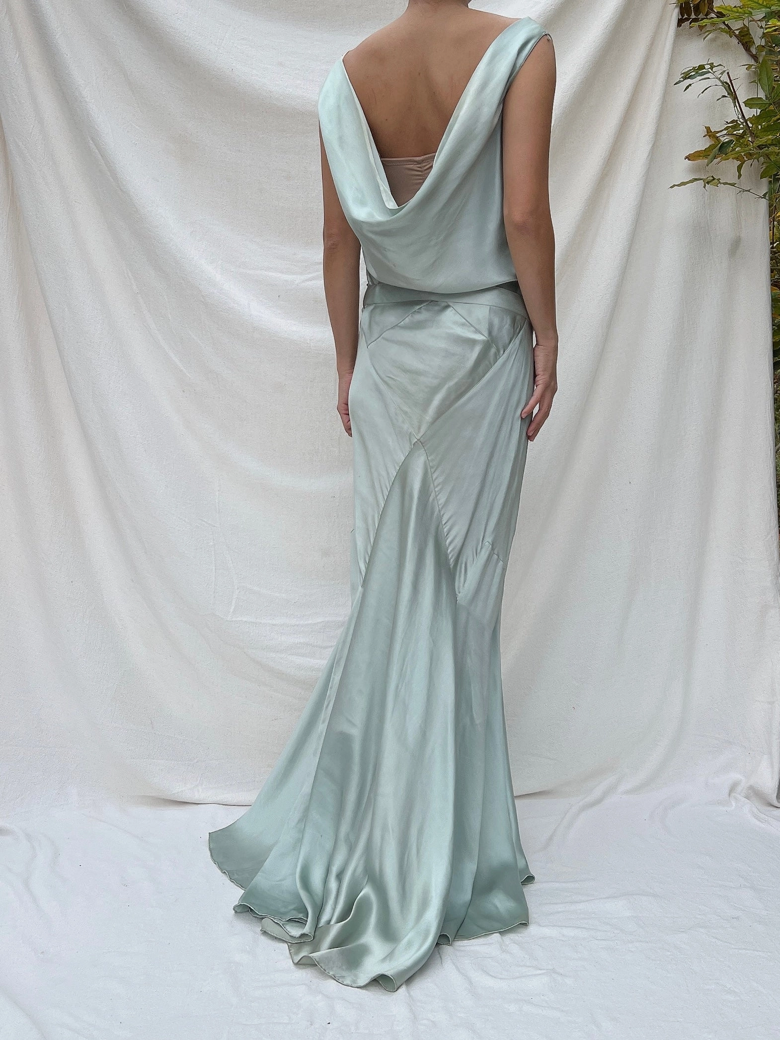 1930s Robins Blue Silk Gown - S