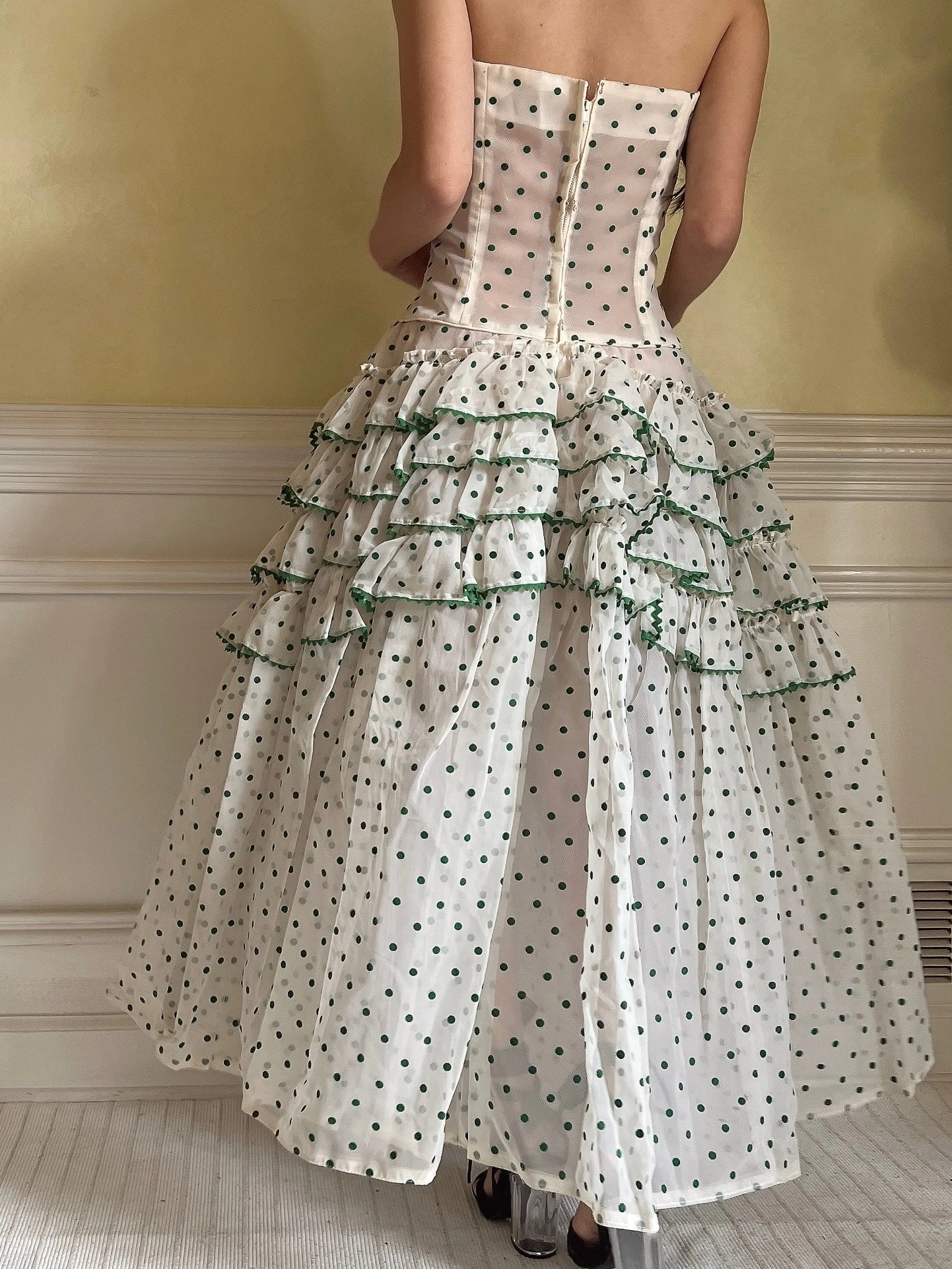 1950s Dotted Voile Dress - S