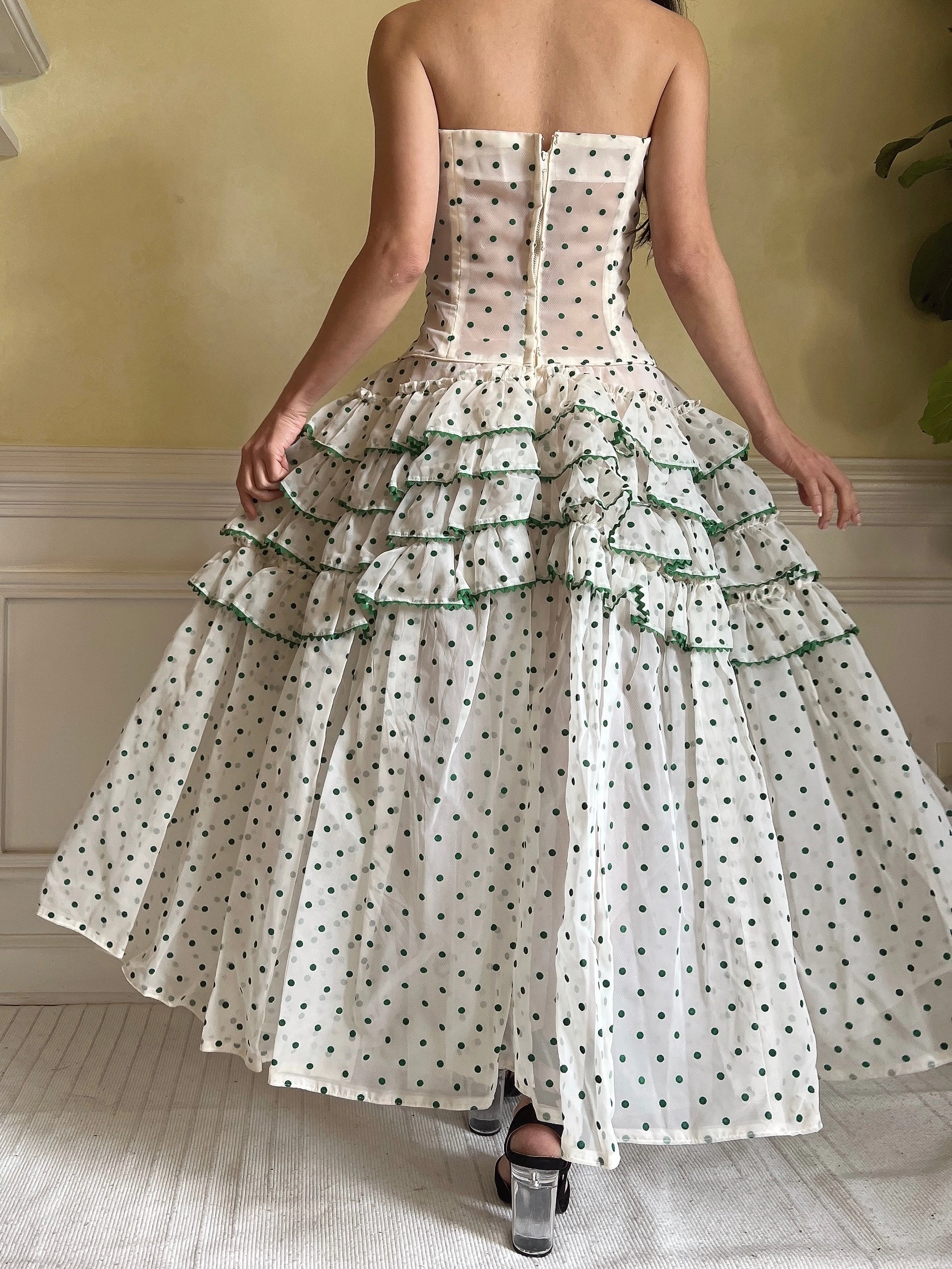 1950s Dotted Voile Dress - S