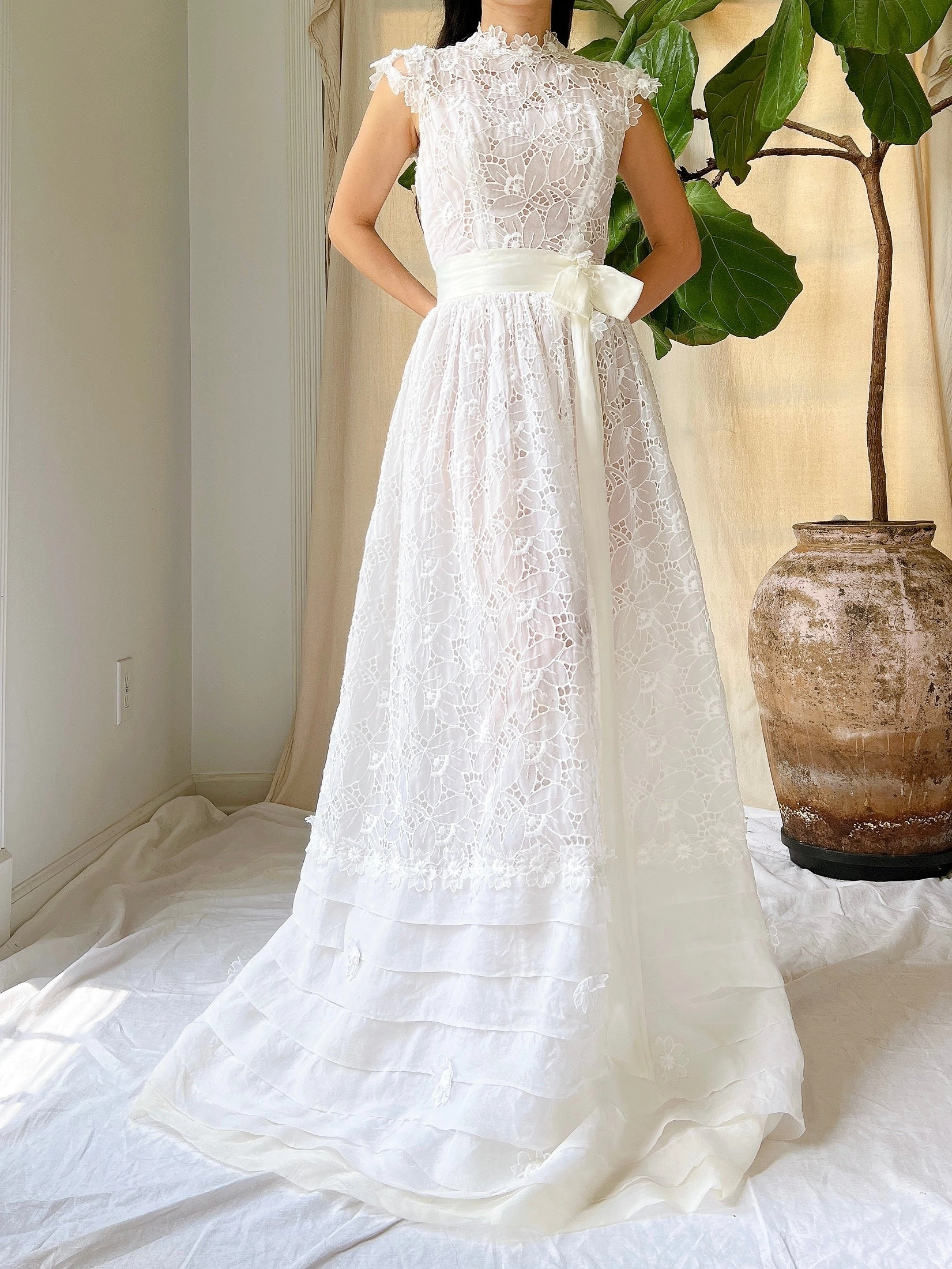 1950s Silk Organza Cutout Gown - XS