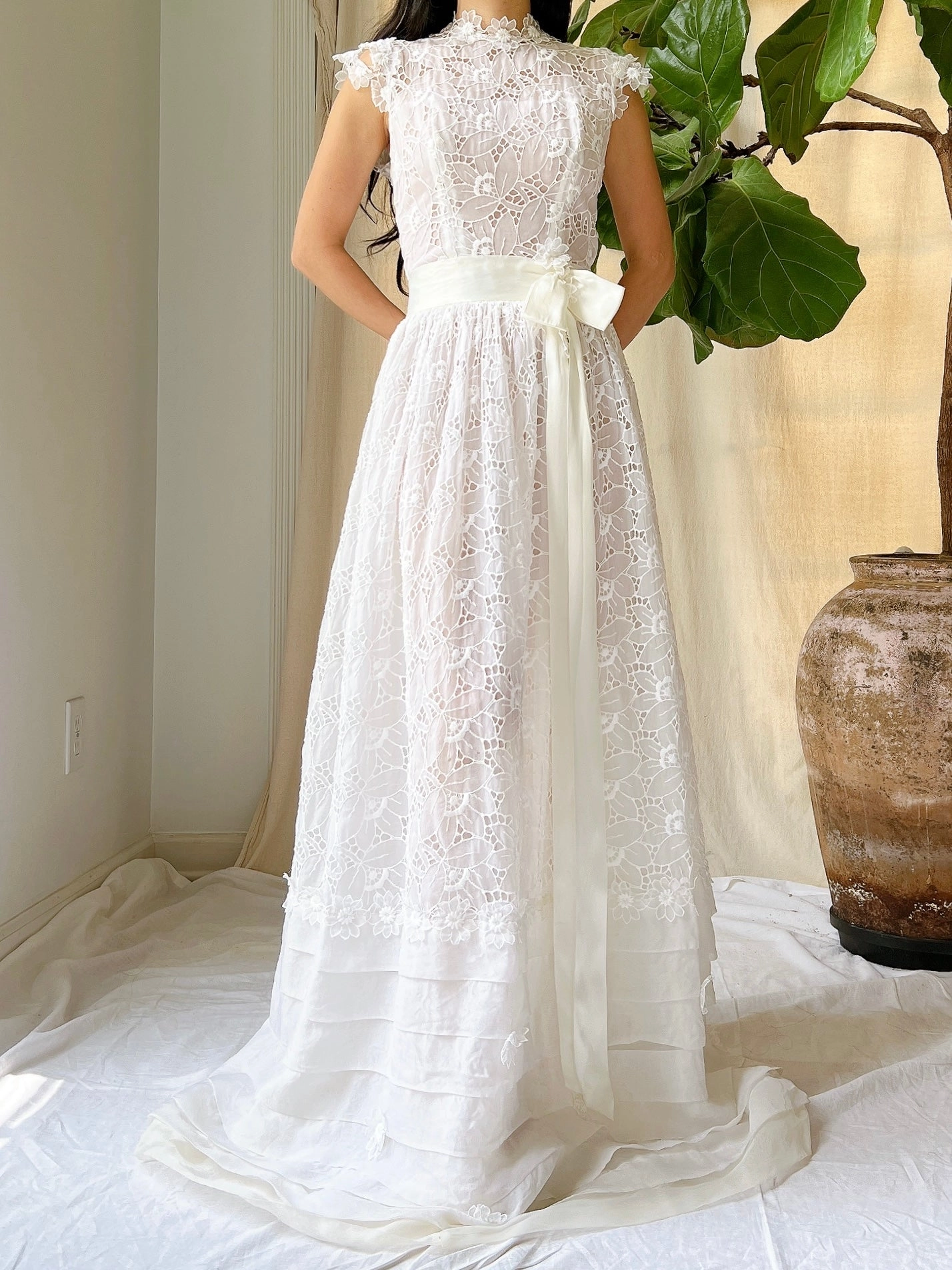1950s Silk Organza Cutout Gown - XS