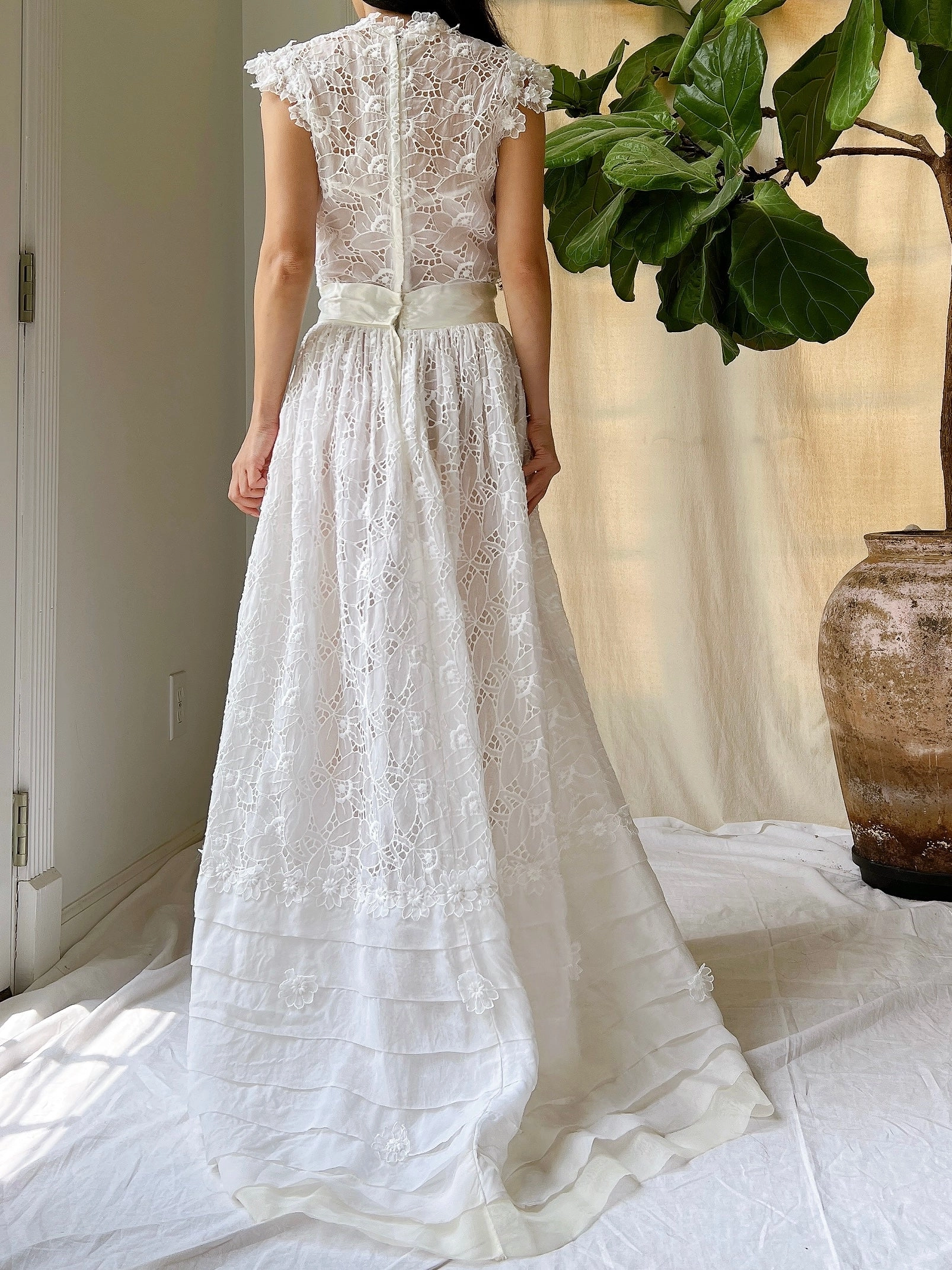 1950s Silk Organza Cutout Gown - XS