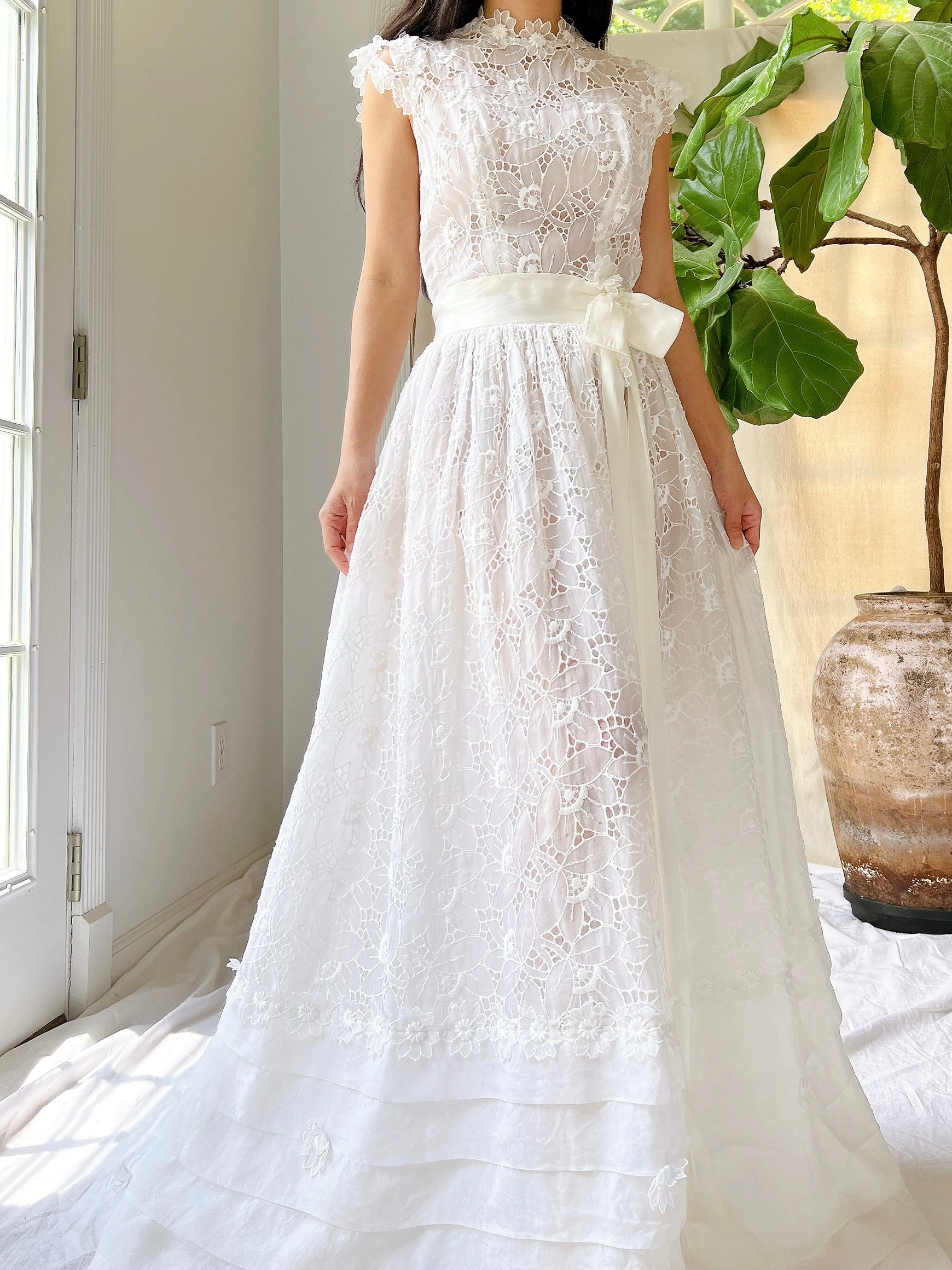 1950s Silk Organza Cutout Gown - XS