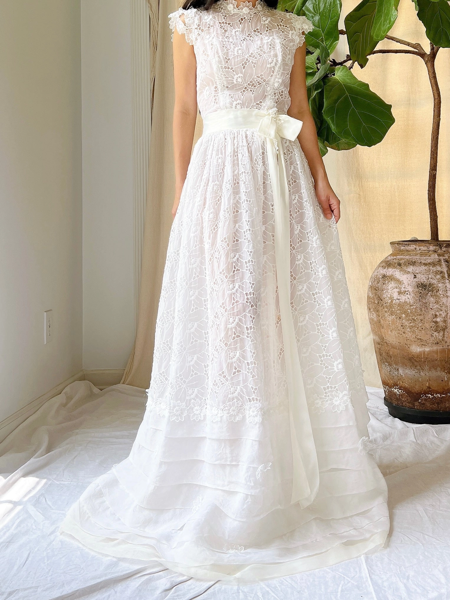 1950s Silk Organza Cutout Gown - XS
