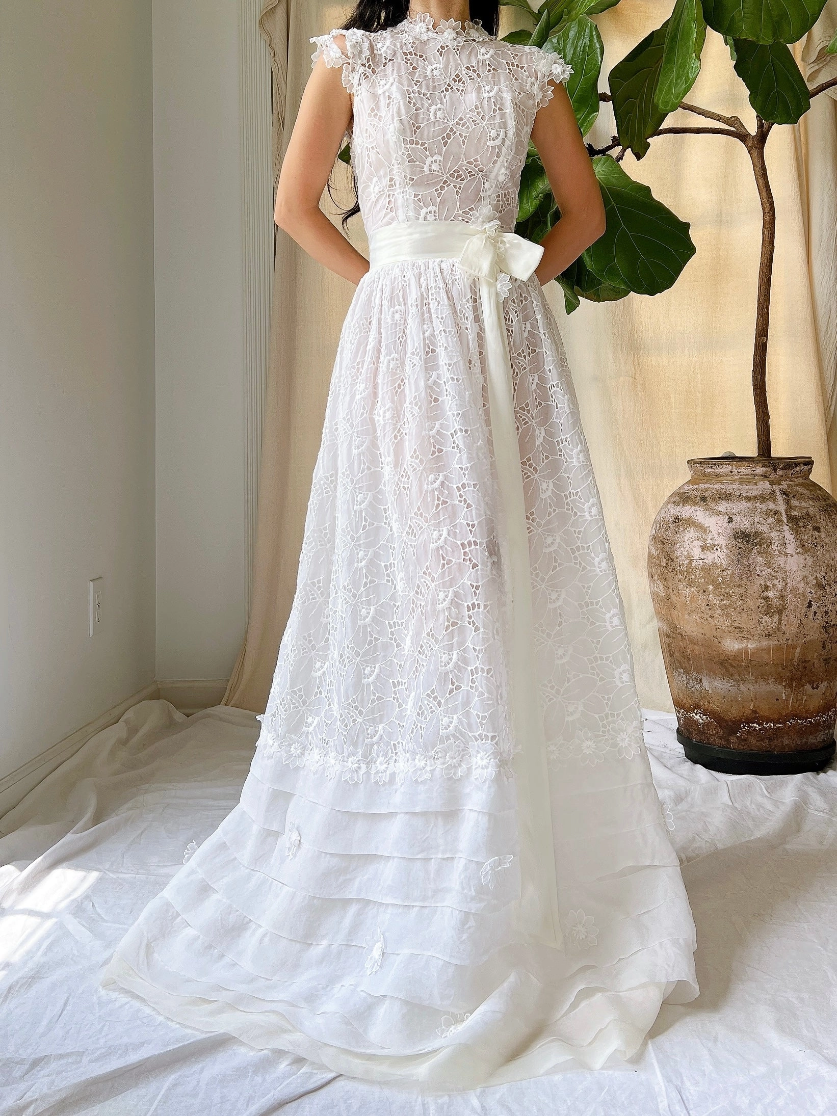 1950s Silk Organza Cutout Gown - XS