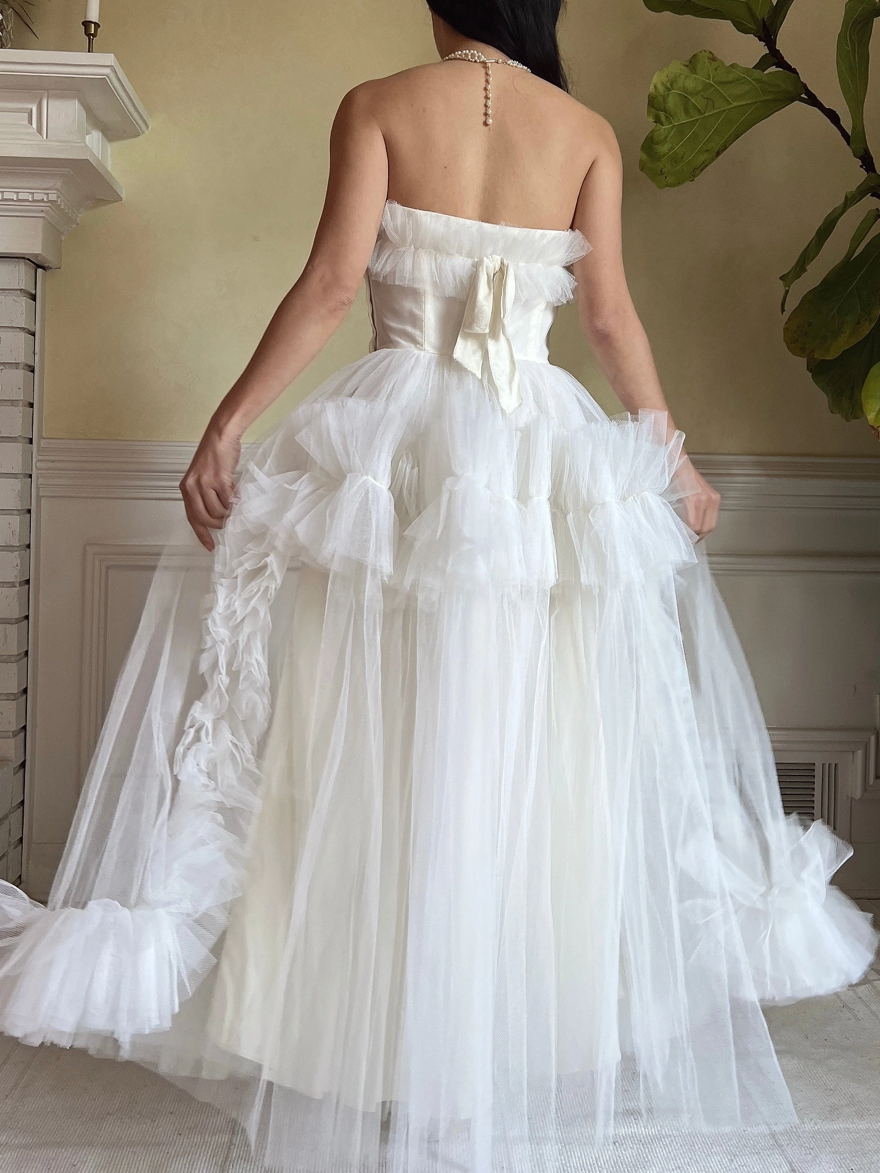 1950s Tulle Ruffle Dress - XS