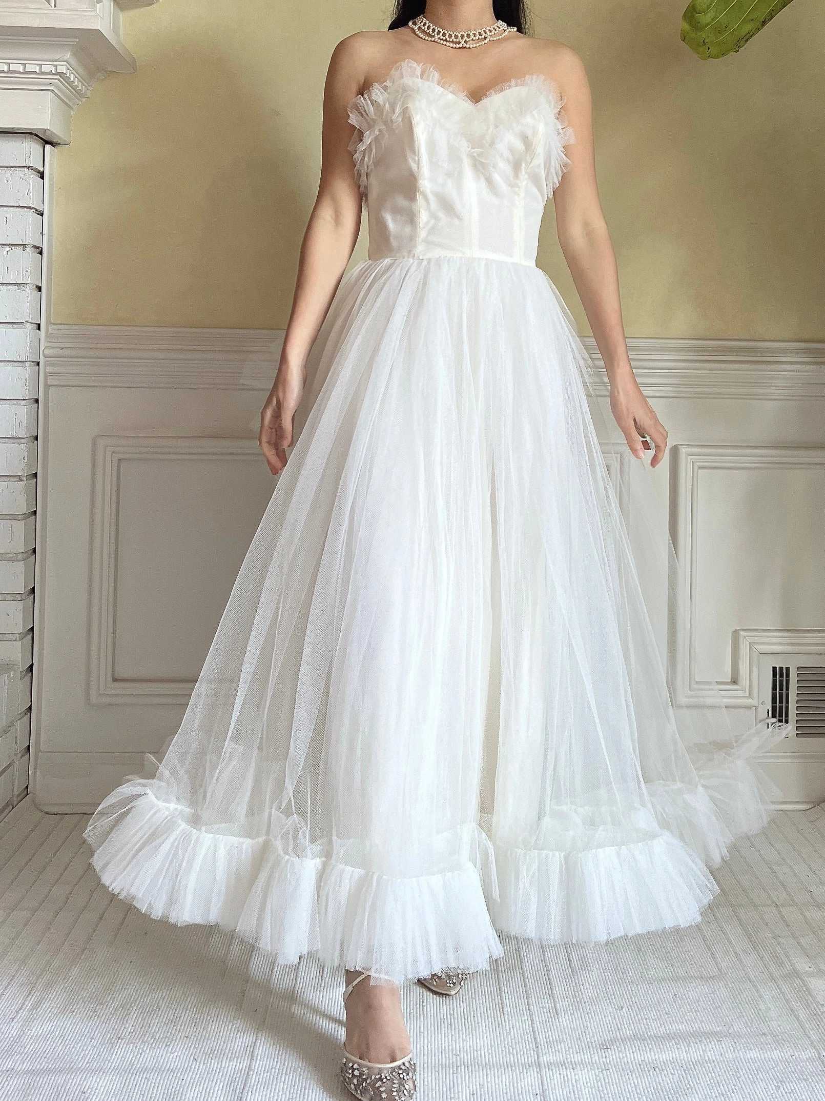 1950s Tulle Ruffle Dress - XS