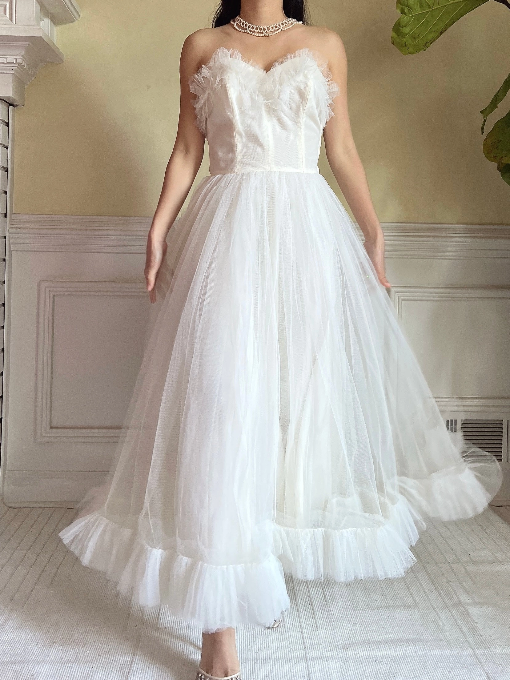 1950s Tulle Ruffle Dress - XS