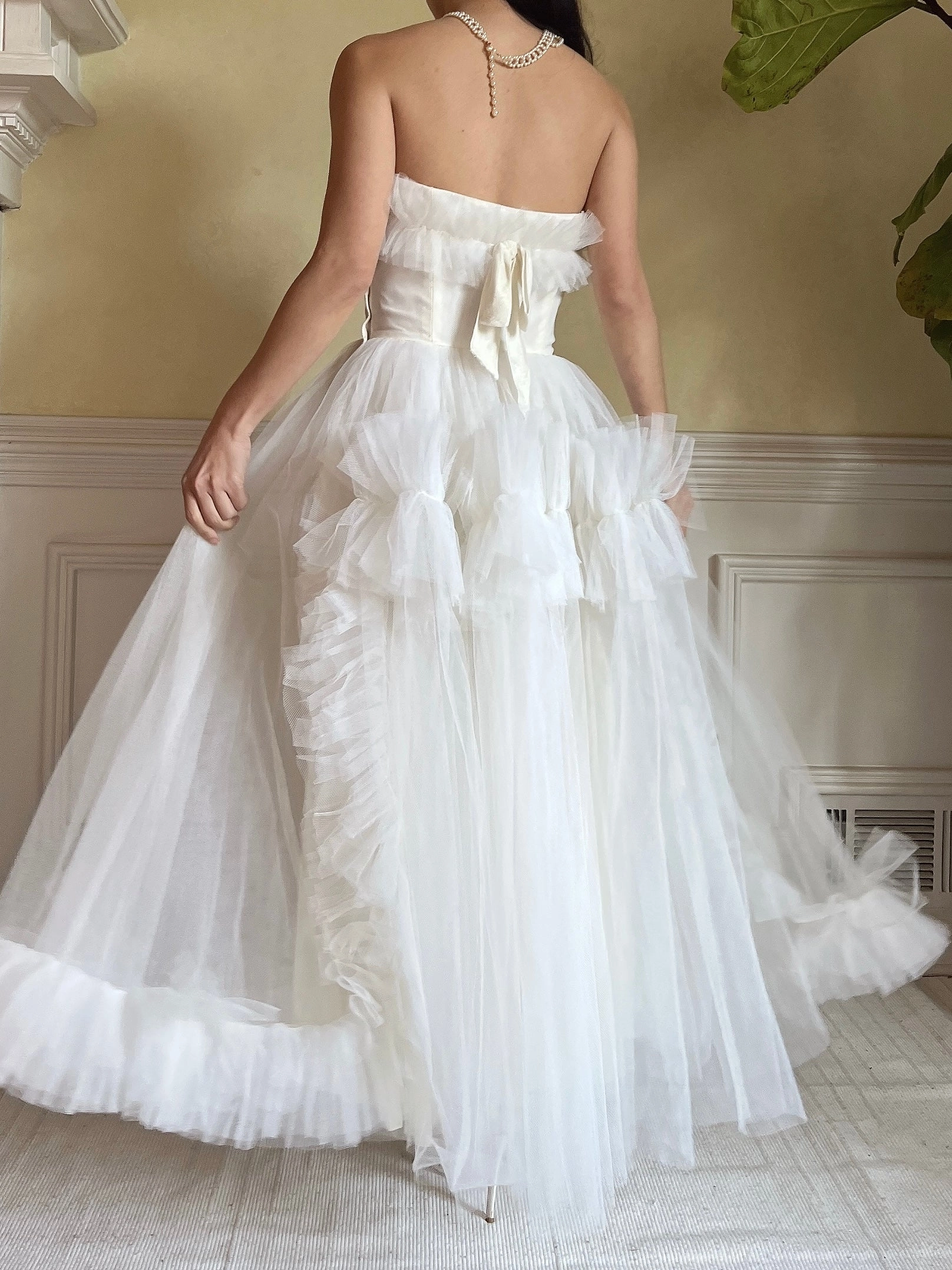 1950s Tulle Ruffle Dress - XS