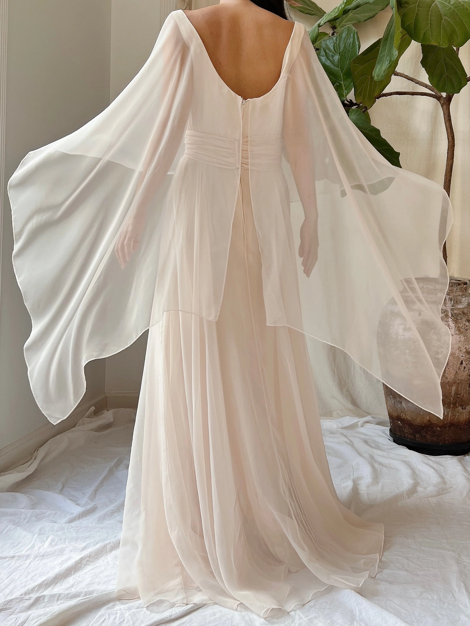 1960s Chiffon Cape Dress - S/M