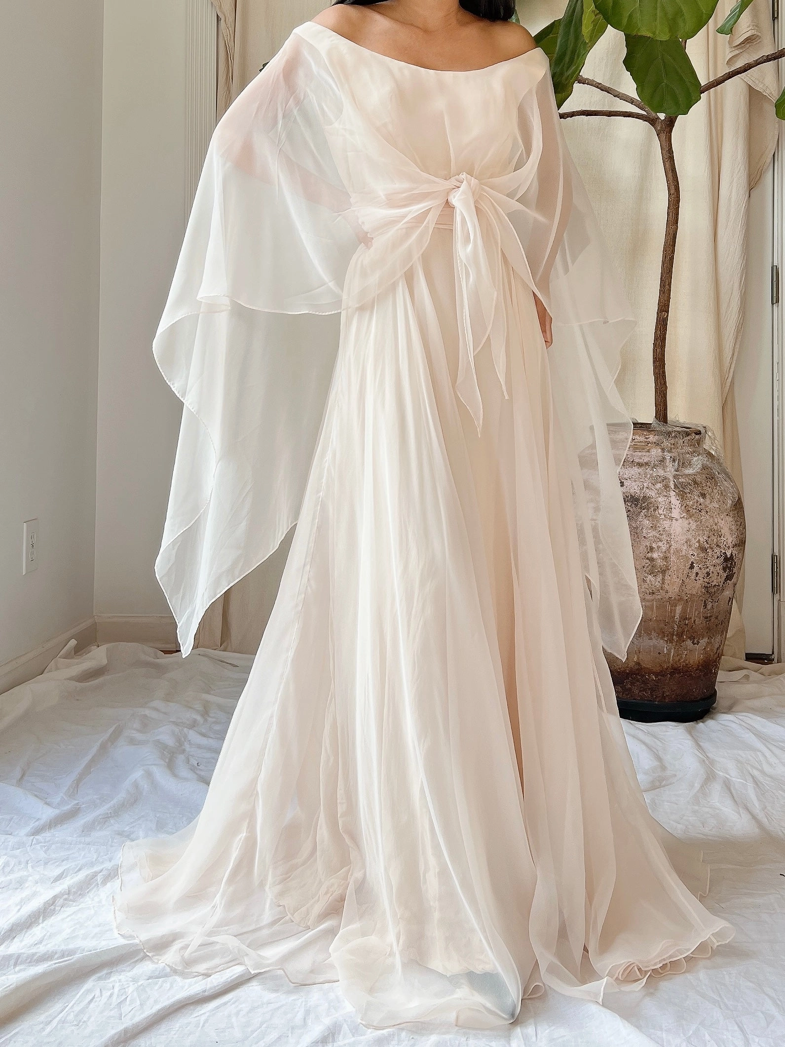 1960s Chiffon Cape Dress - S/M