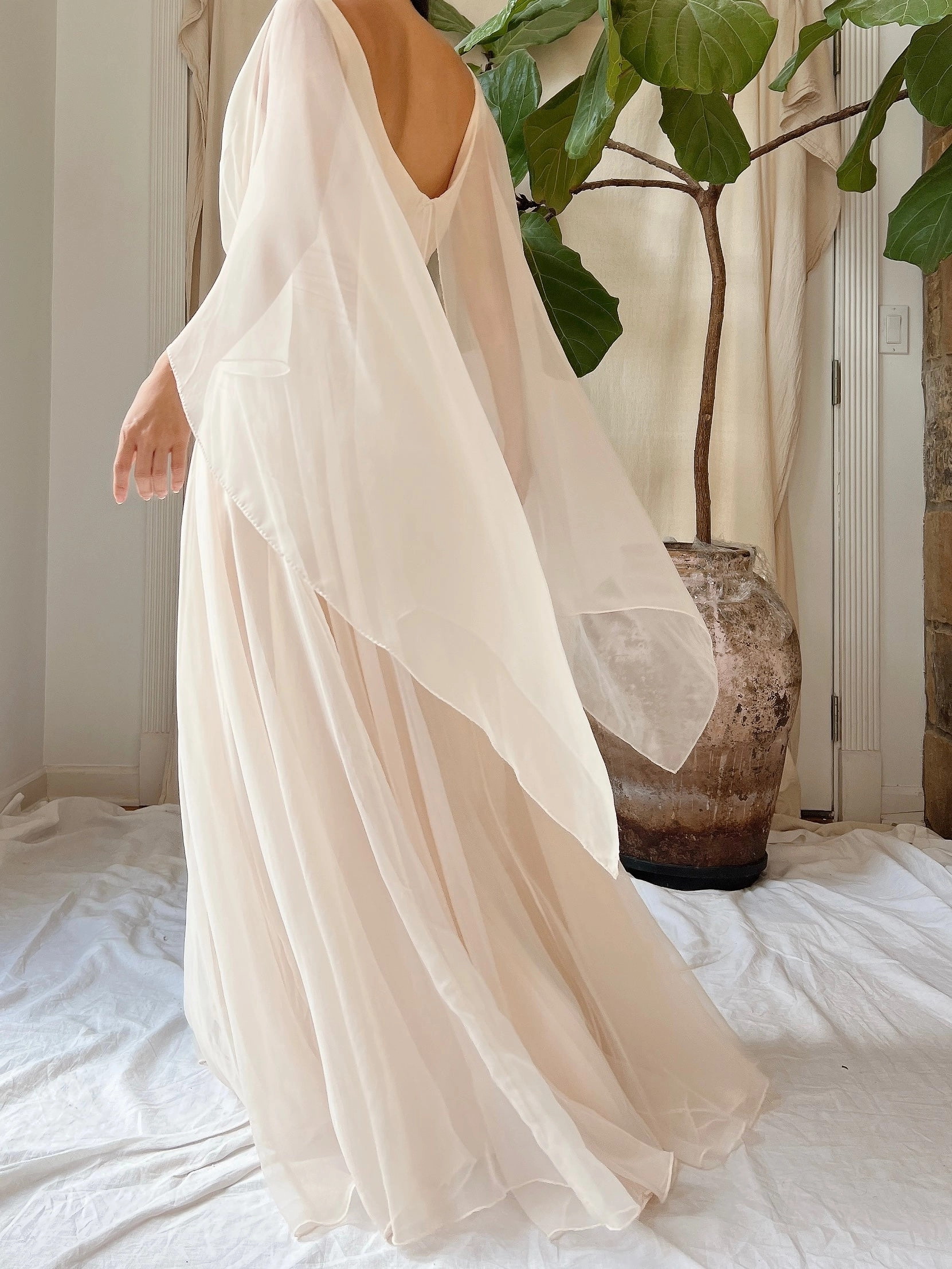1960s Chiffon Cape Dress - S/M
