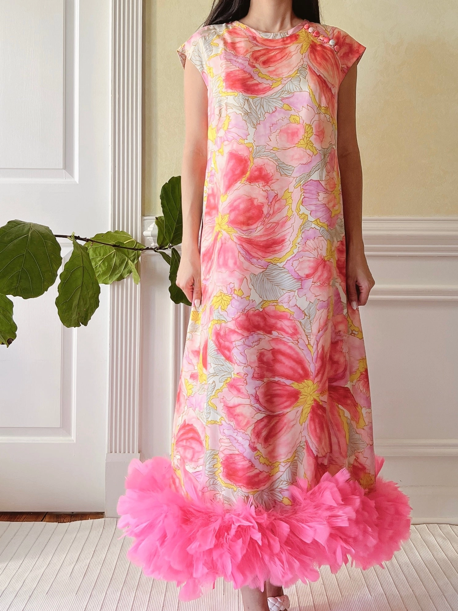 1960s Silk Watercolor Dress  - M/L