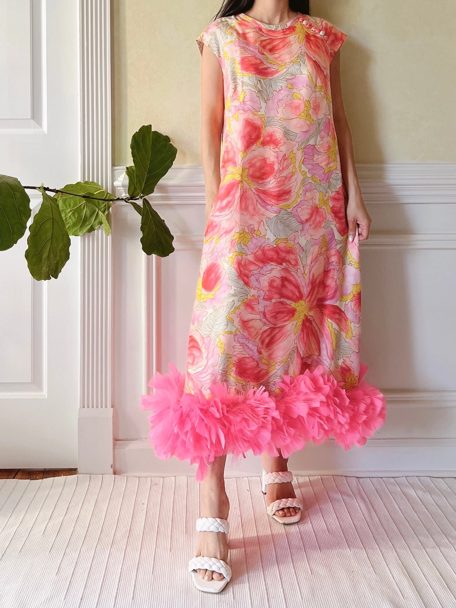 1960s Silk Watercolor Dress  - M/L