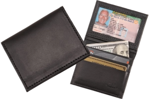 Black Premium Leather Bifold Credit Card Wallet With ID Window