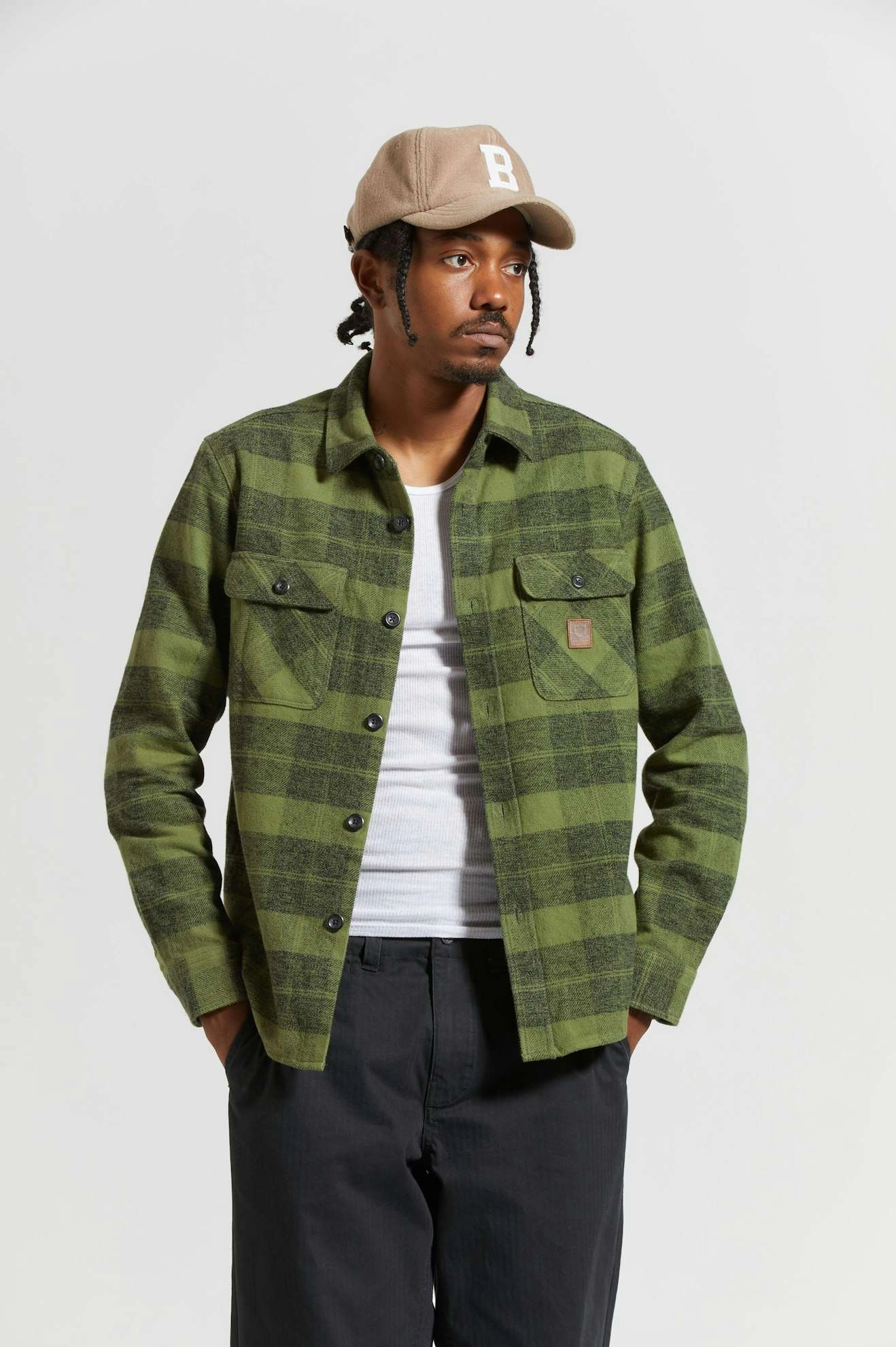 Bowery Heavyweight L/S Flannel - Cypress Green/Black