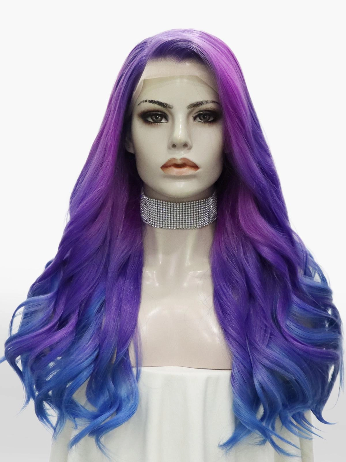 Brandi Queen-Purple And Blue Ombre Long Wave Lace Front Synthetic Wig-S73-2204-raise