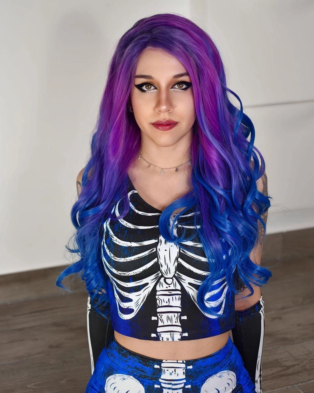 Brandi Queen-Purple And Blue Ombre Long Wave Lace Front Synthetic Wig-S73-2204-raise