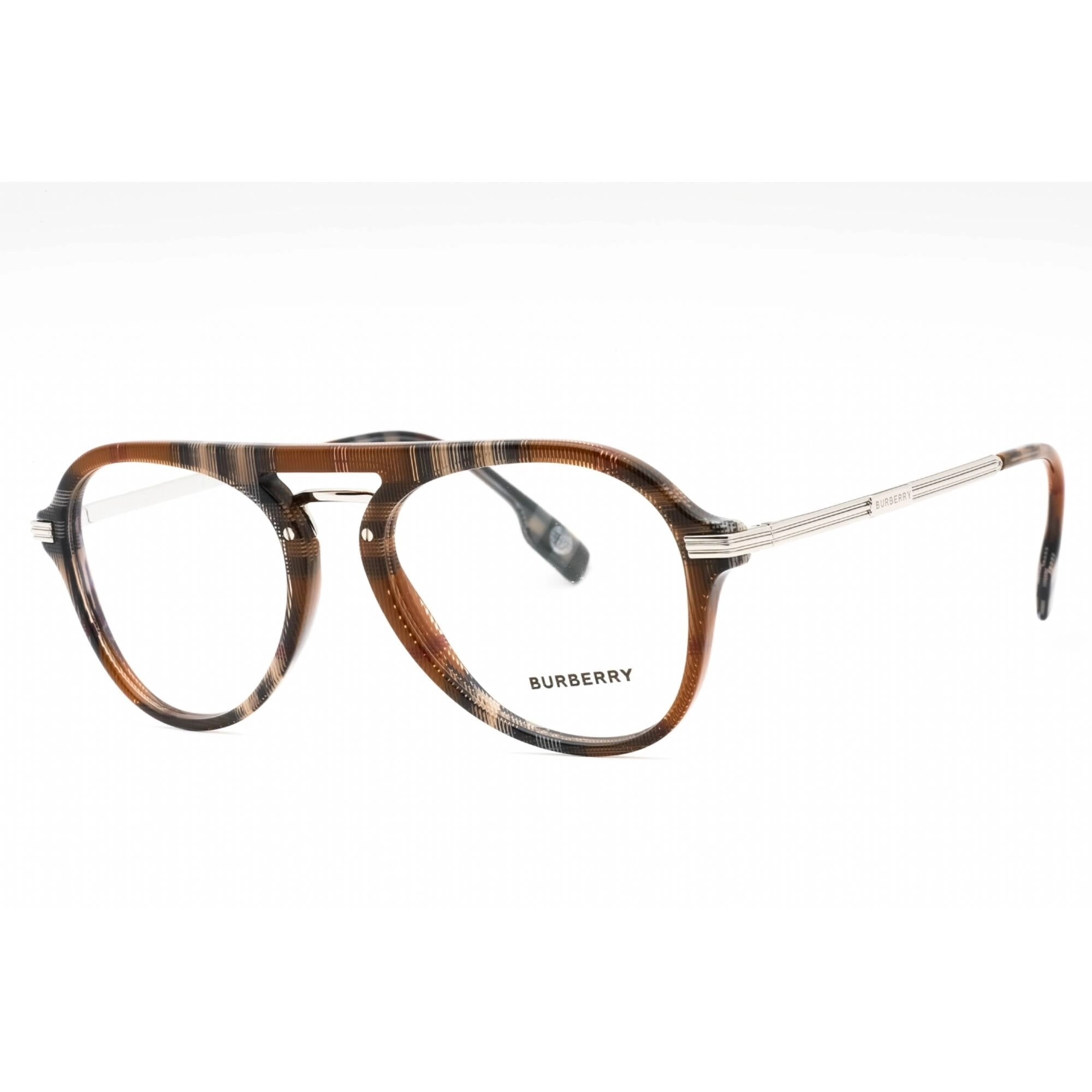 Burberry Men's Eyeglasses - Check Brown Plastic Full Rim Aviator Frame | 0BE2377 3966