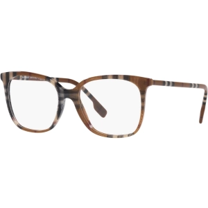 Burberry Women's Eyeglasses - Check Brown Plastic Square Frame Demo Lens | 2367 3966