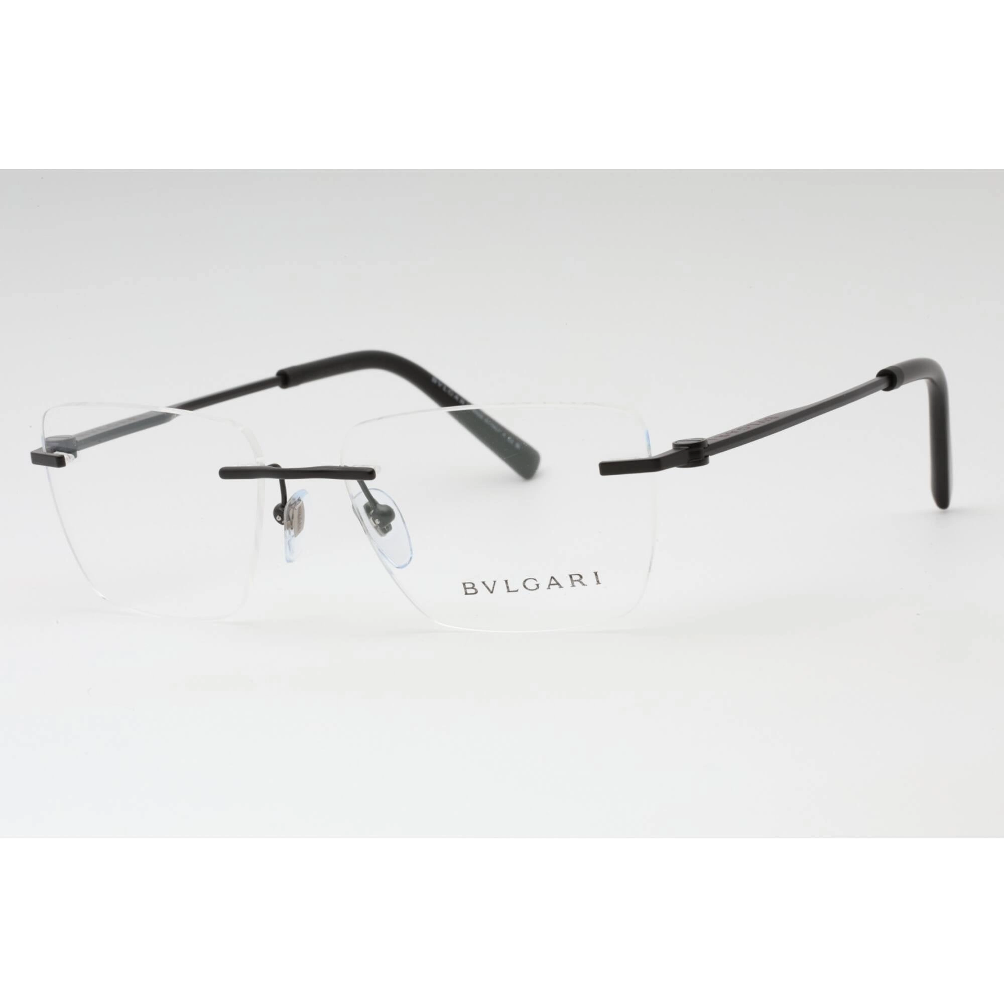 Bvlgari Men's Eyeglasses - Matte Black Rimless Rectangular 55mm Frame | 0BV1122 128