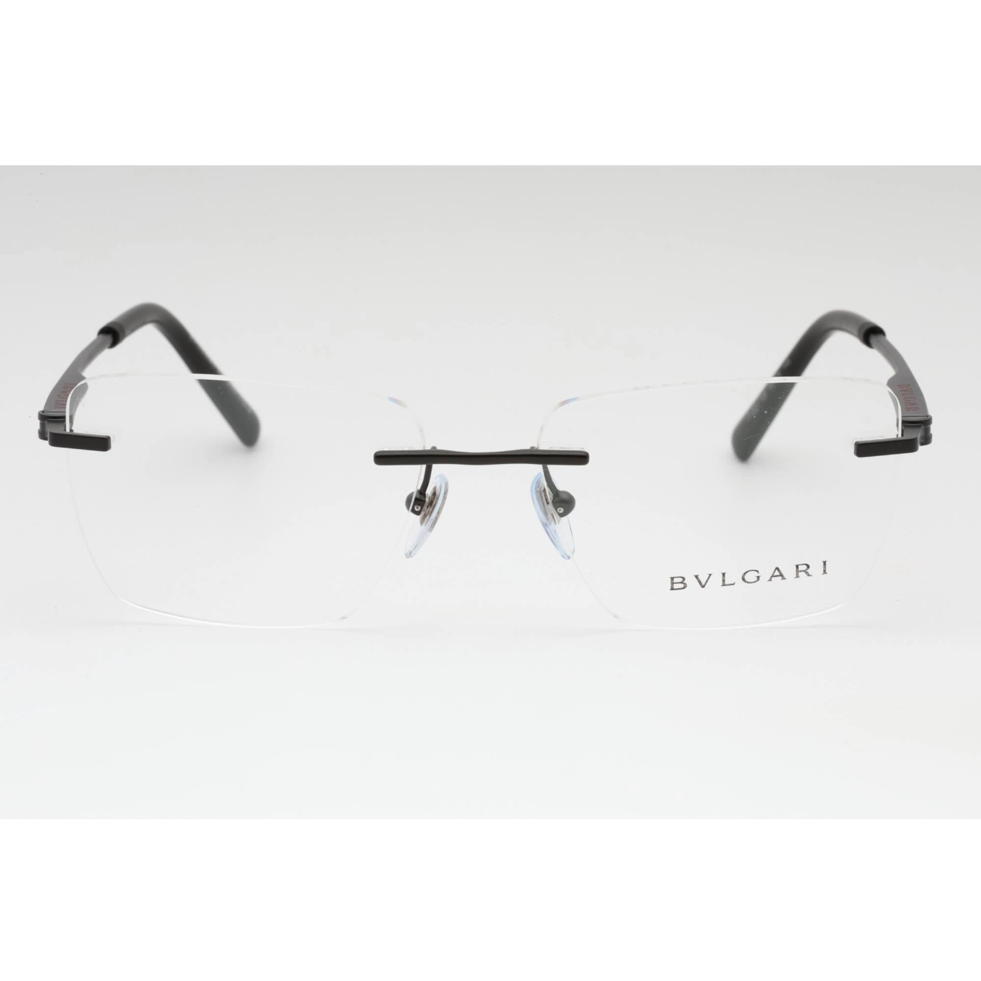 Bvlgari Men's Eyeglasses - Matte Black Rimless Rectangular 55mm Frame | 0BV1122 128