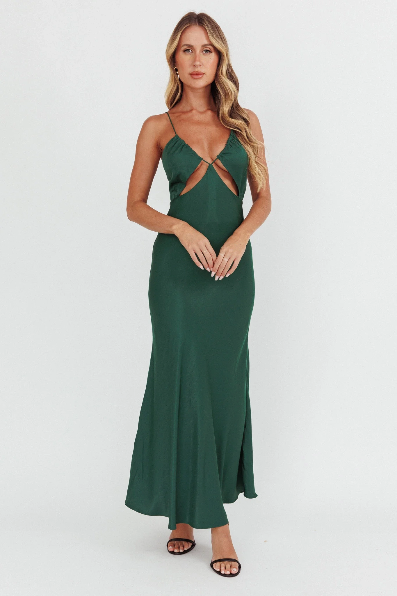 Casa Nova Cut-Out String Dress Emerald