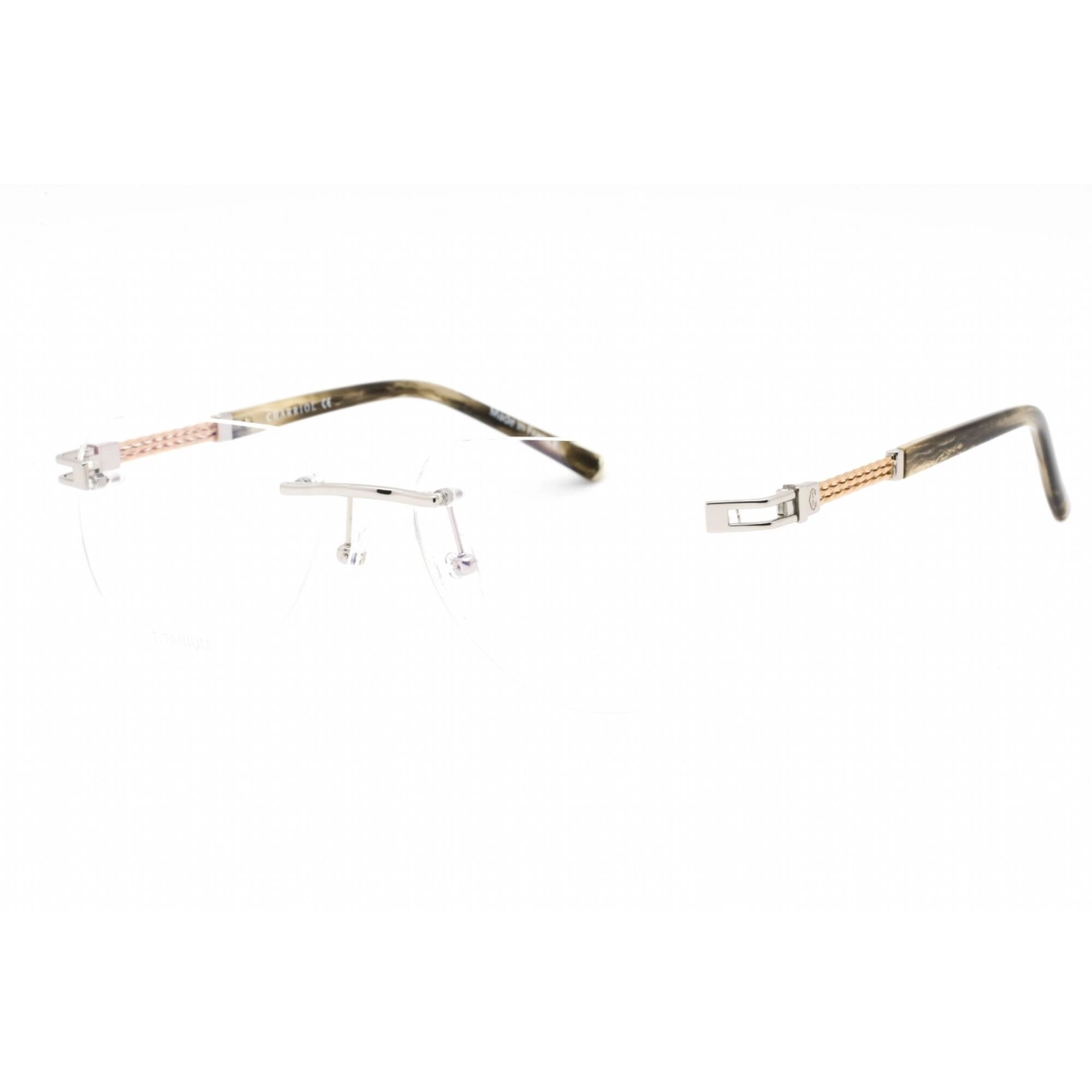 Charriol Men's Eyeglasses - Rimless Shiny Silver/Gold Round Metal Frame | PC75095 C02