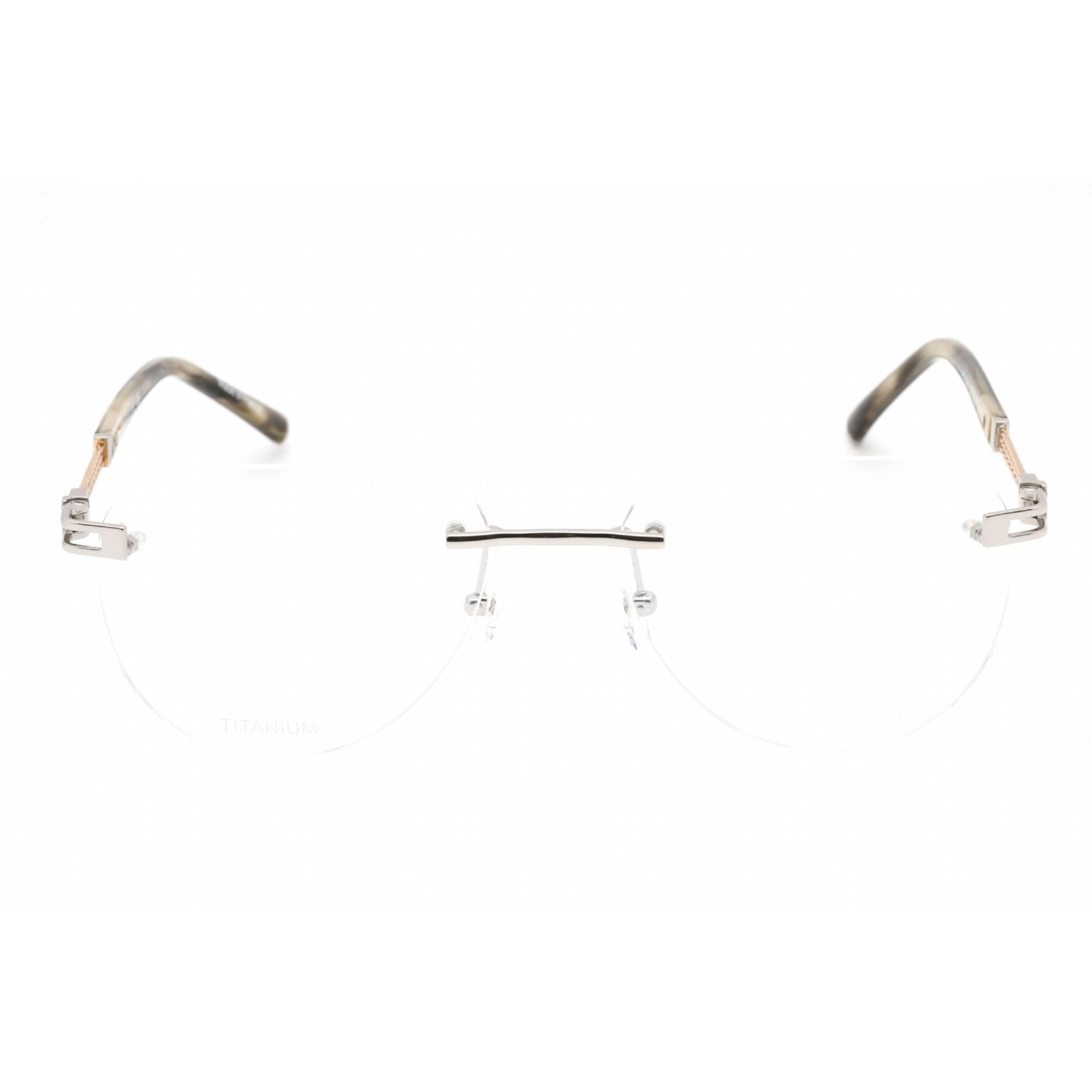 Charriol Men's Eyeglasses - Rimless Shiny Silver/Gold Round Metal Frame | PC75095 C02