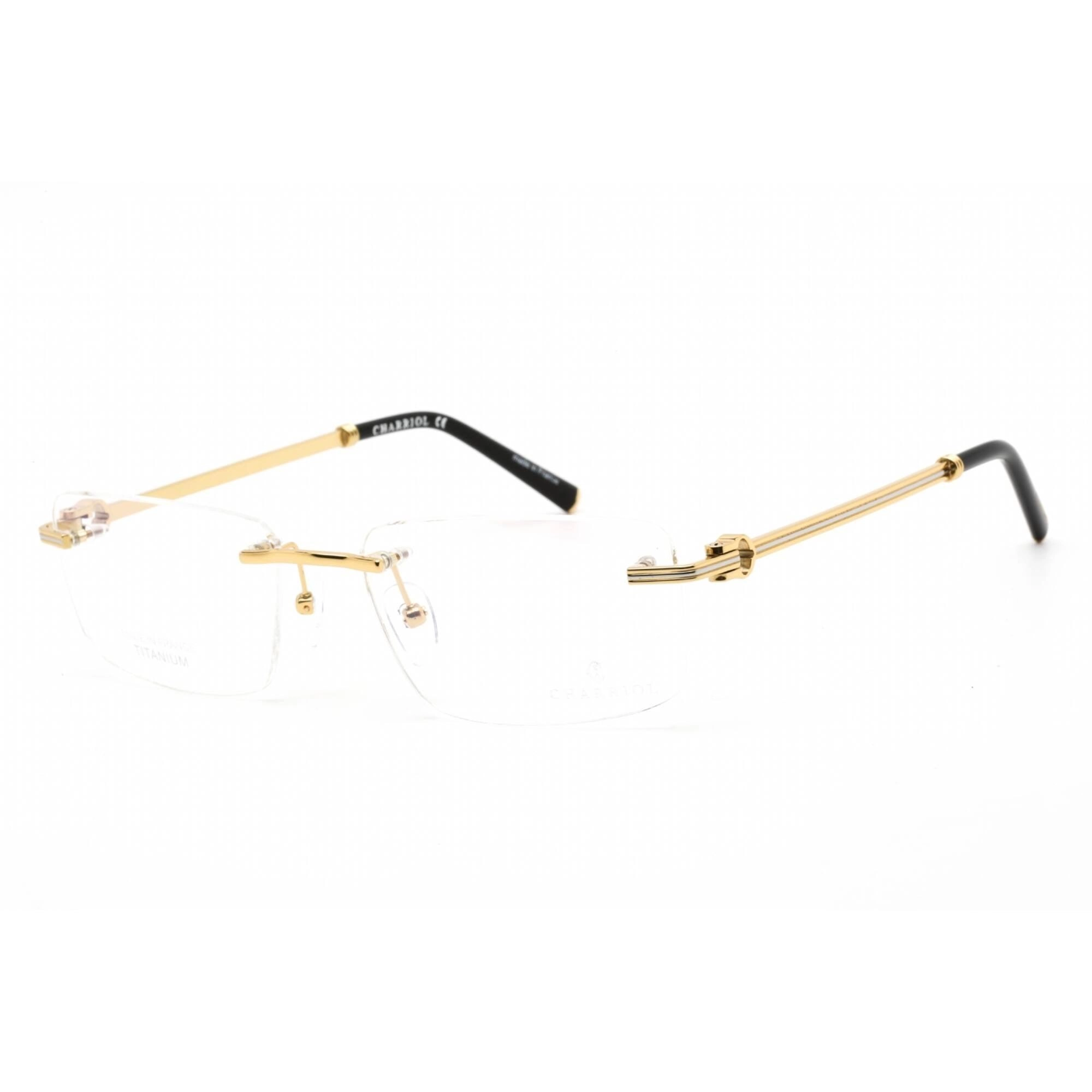 Charriol Men's Eyeglasses - Shiny Gold/Silver Titanium Rectangular Frame | PC75081 C01