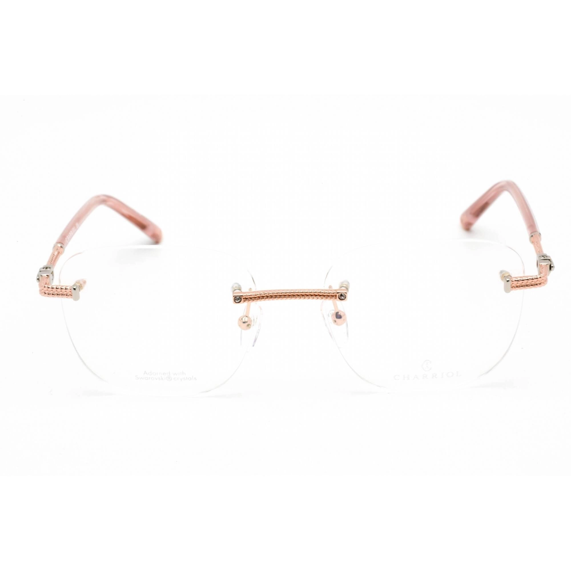 Charriol Men's Eyeglasses - Shiny Pink Gold/Silver Metal Cat Eye Frame | PC71044 C03