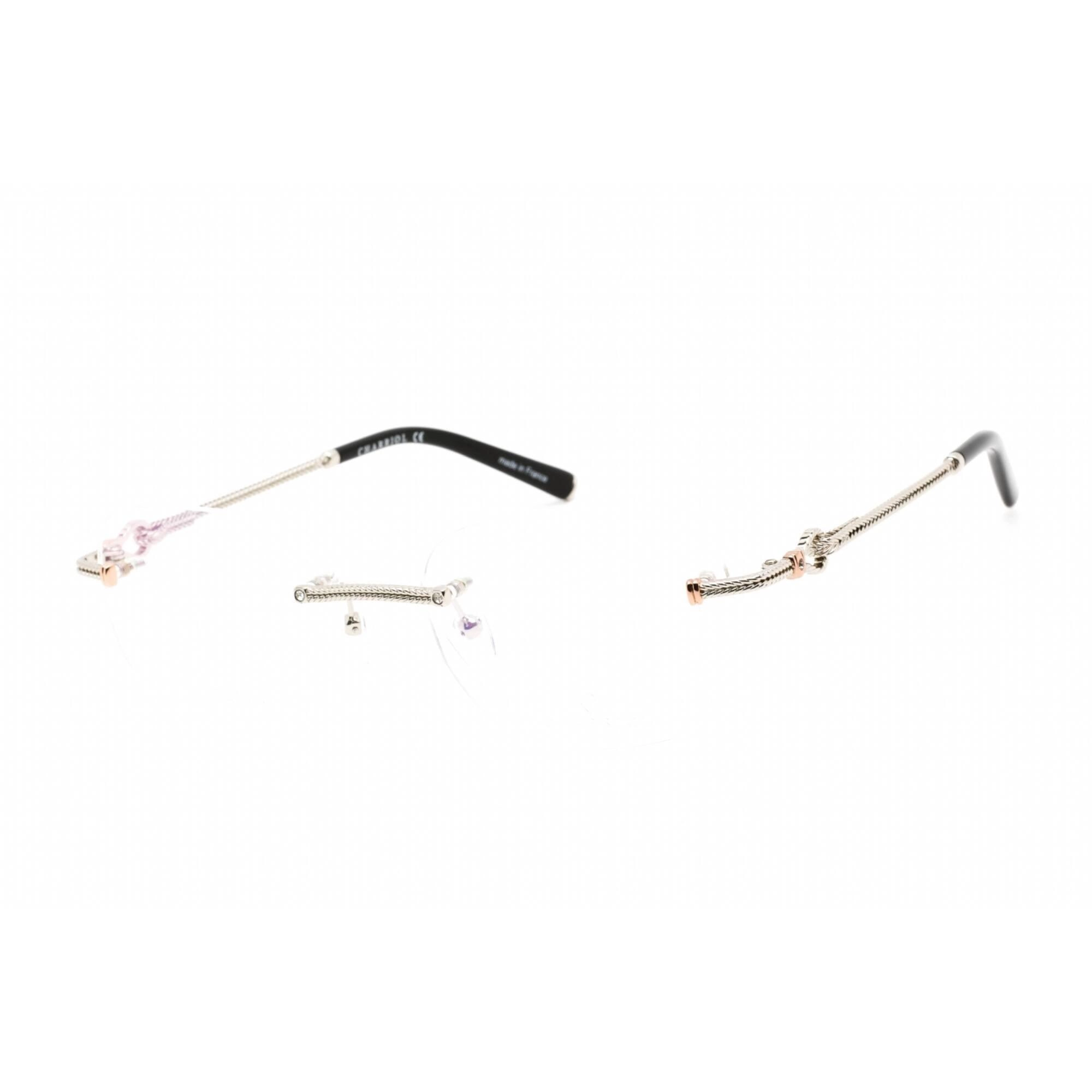 Charriol Men's Eyeglasses - Shiny Silver/Pink Gold Metal Rectangular | PC71046 C02
