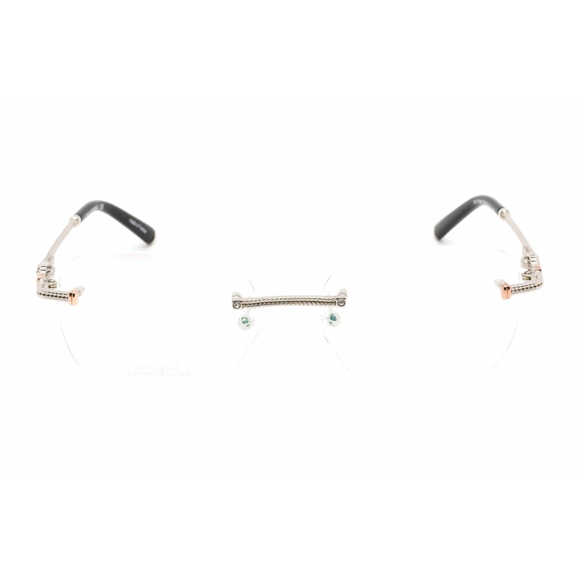 Charriol Men's Eyeglasses - Shiny Silver/Pink Gold Metal Rectangular | PC71046 C02