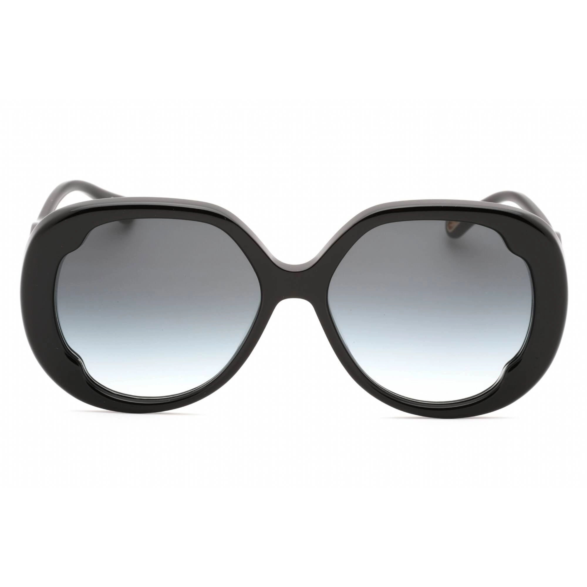 Chloe Women's Sunglasses - Black Oval Full Rim Plastic Frame Grey Lens | CH0195S 001