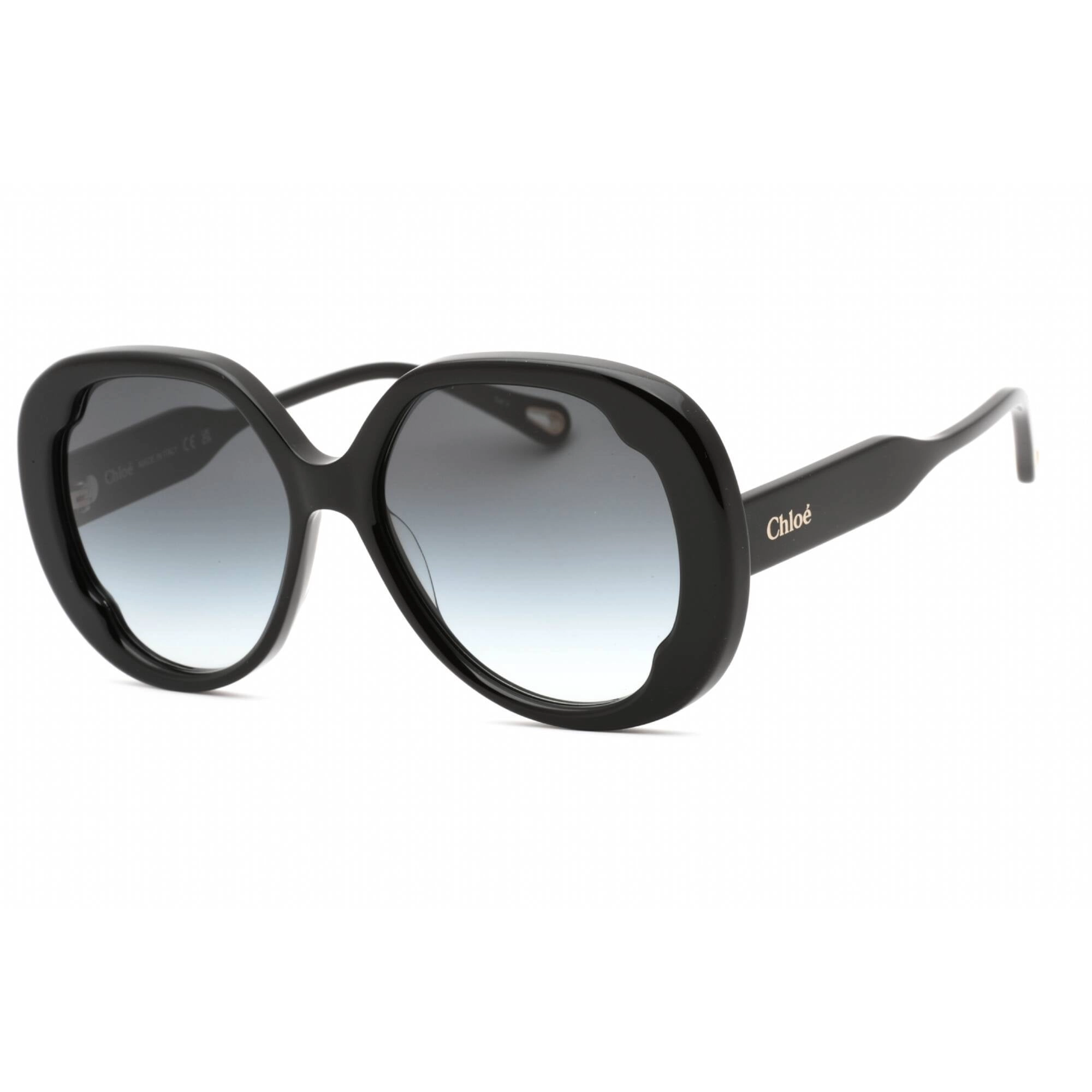 Chloe Women's Sunglasses - Black Oval Full Rim Plastic Frame Grey Lens | CH0195S 001