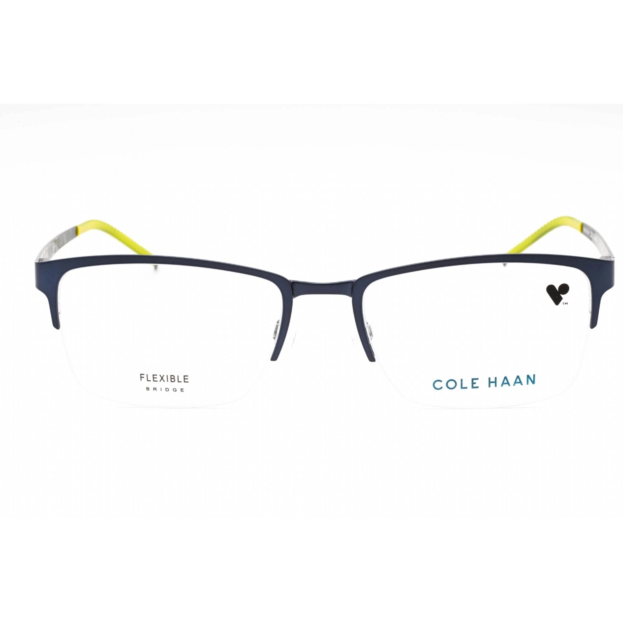 Cole Haan Men's Eyeglasses - Navy Metal Half Rim Rectangular Shape Frame | CH4014 414