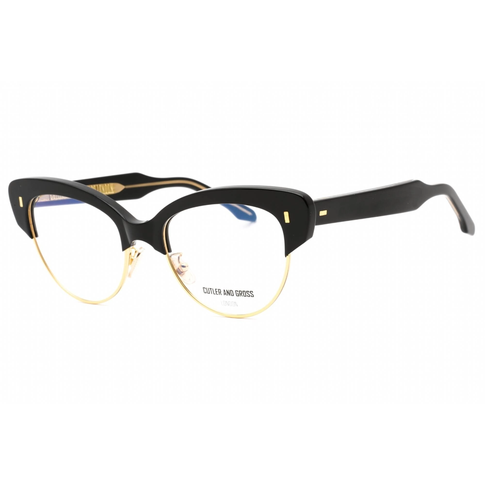 Cutler And Gross Women's Eyeglasses - Black On Crystal Frame Clear Lens | CG1351 001
