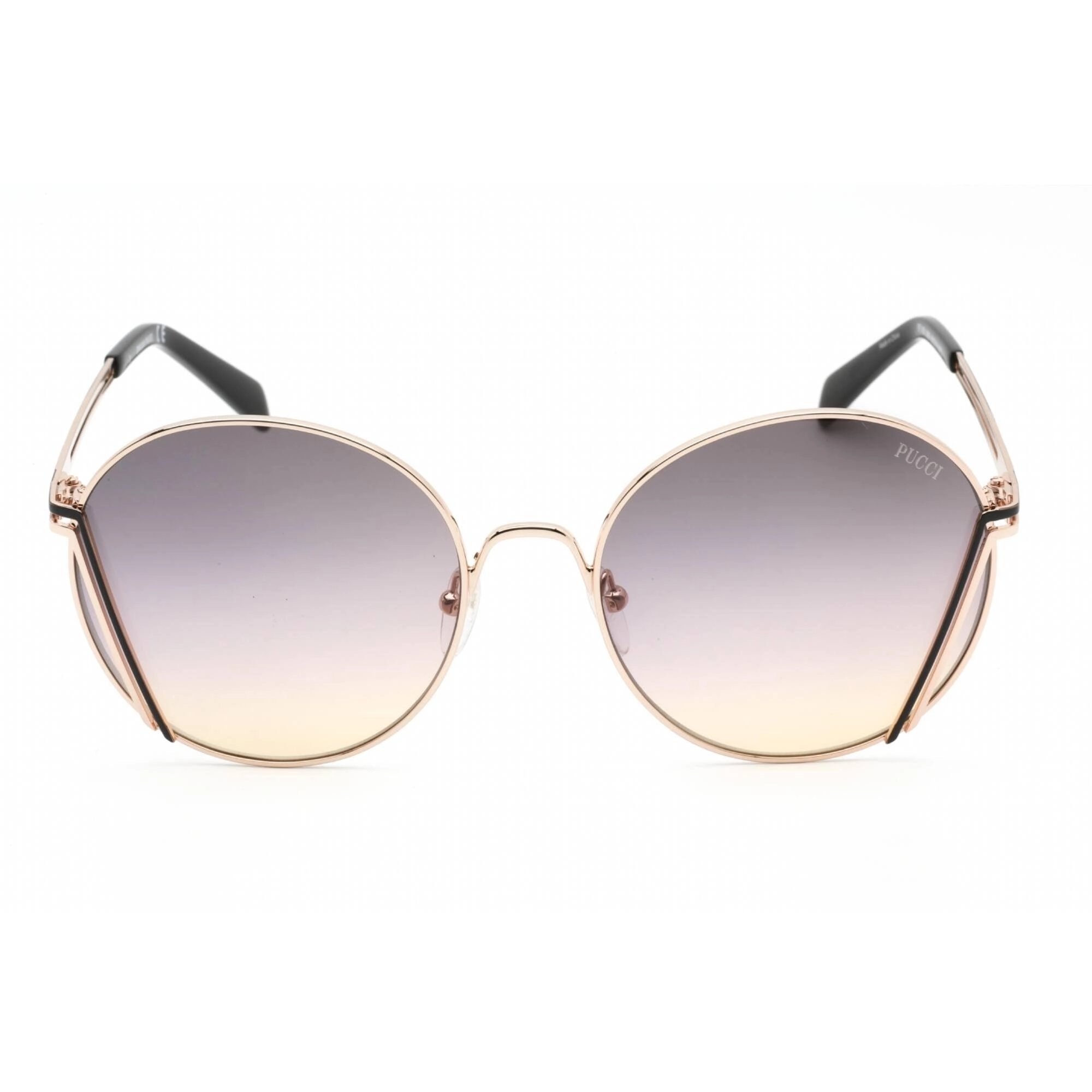 Emilio Pucci Men's Sunglasses - Shiny Rose Gold Metal Round Shape Frame | EP0180 28B
