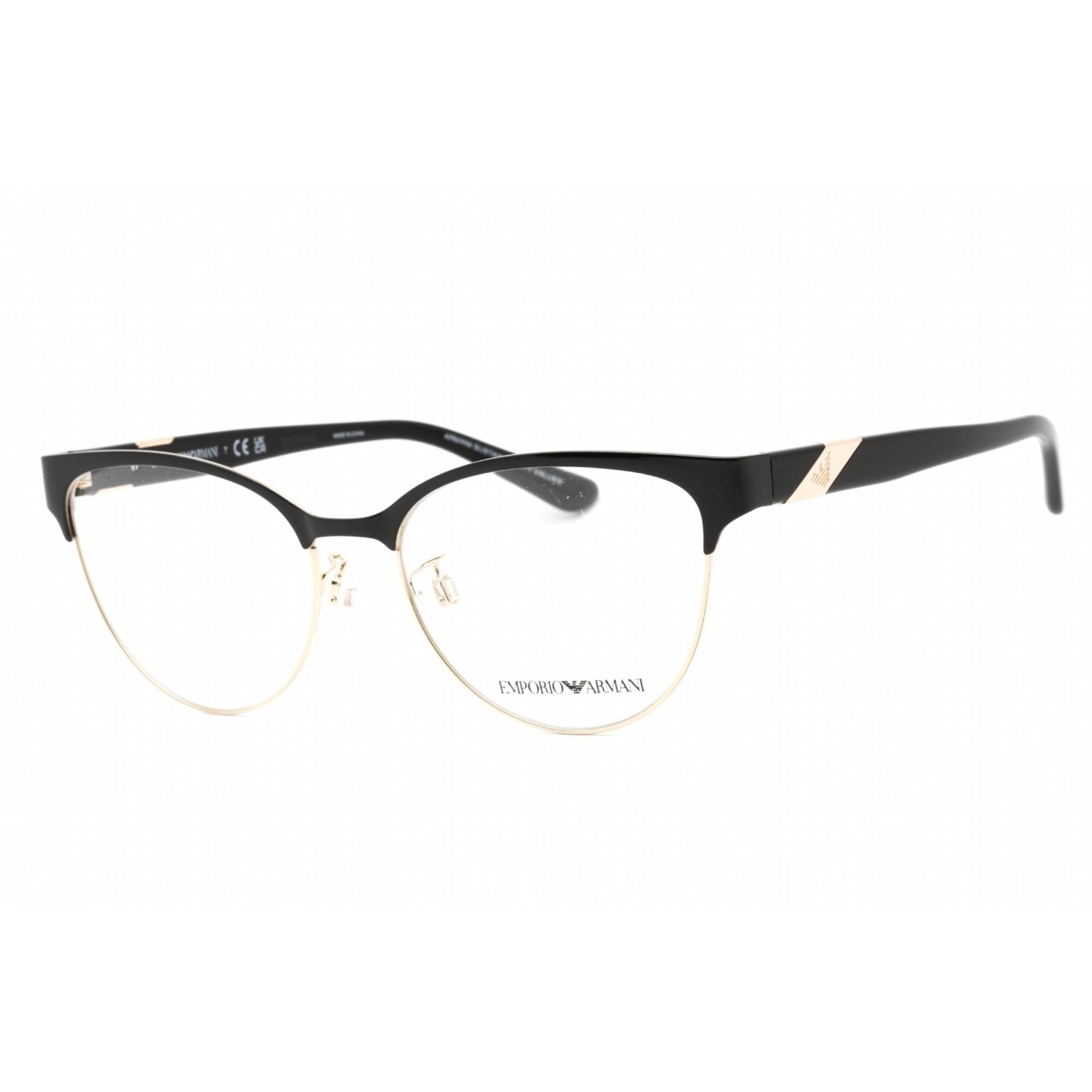 Emporio Armani Women's Eyeglasses - Shiny Black/Pale Gold Cat Eye Frame | 0EA1130 3014