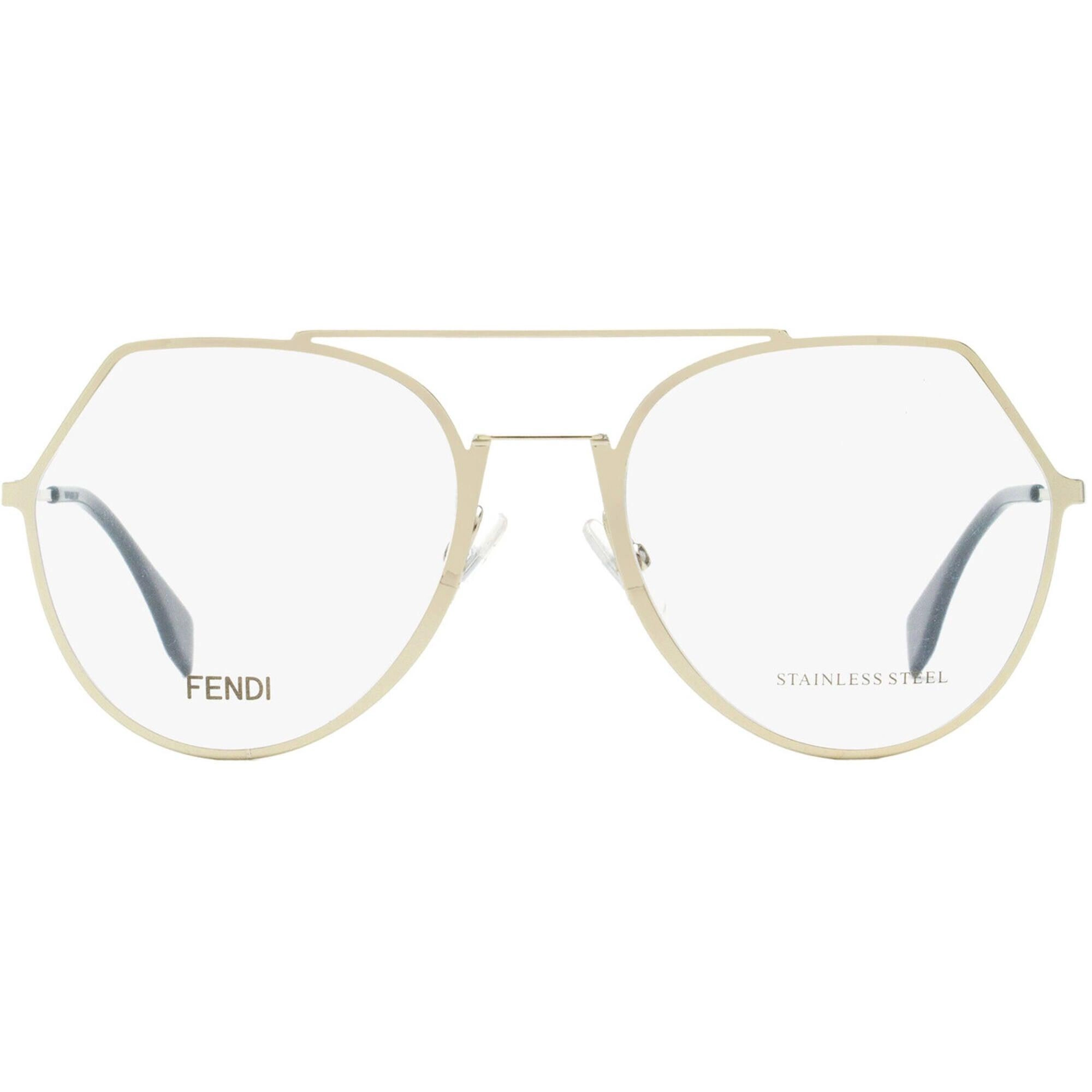 Fendi Women's Eyeglasses - Light Gold Metal Full Rim Frame Demo Lens | FF 0329 3YG
