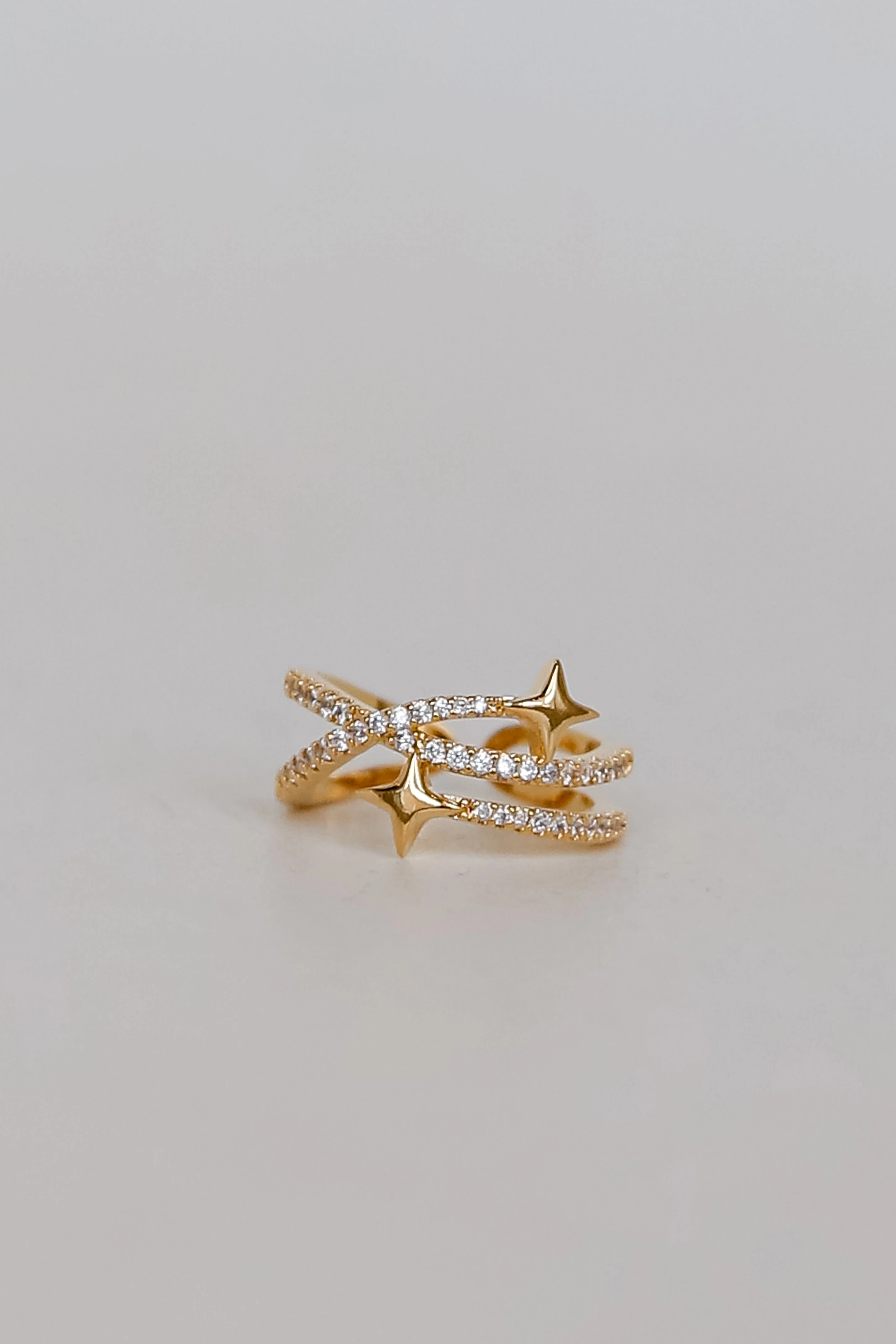 FINAL SALE - Eliza Gold Rhinestone Star Triple Ring