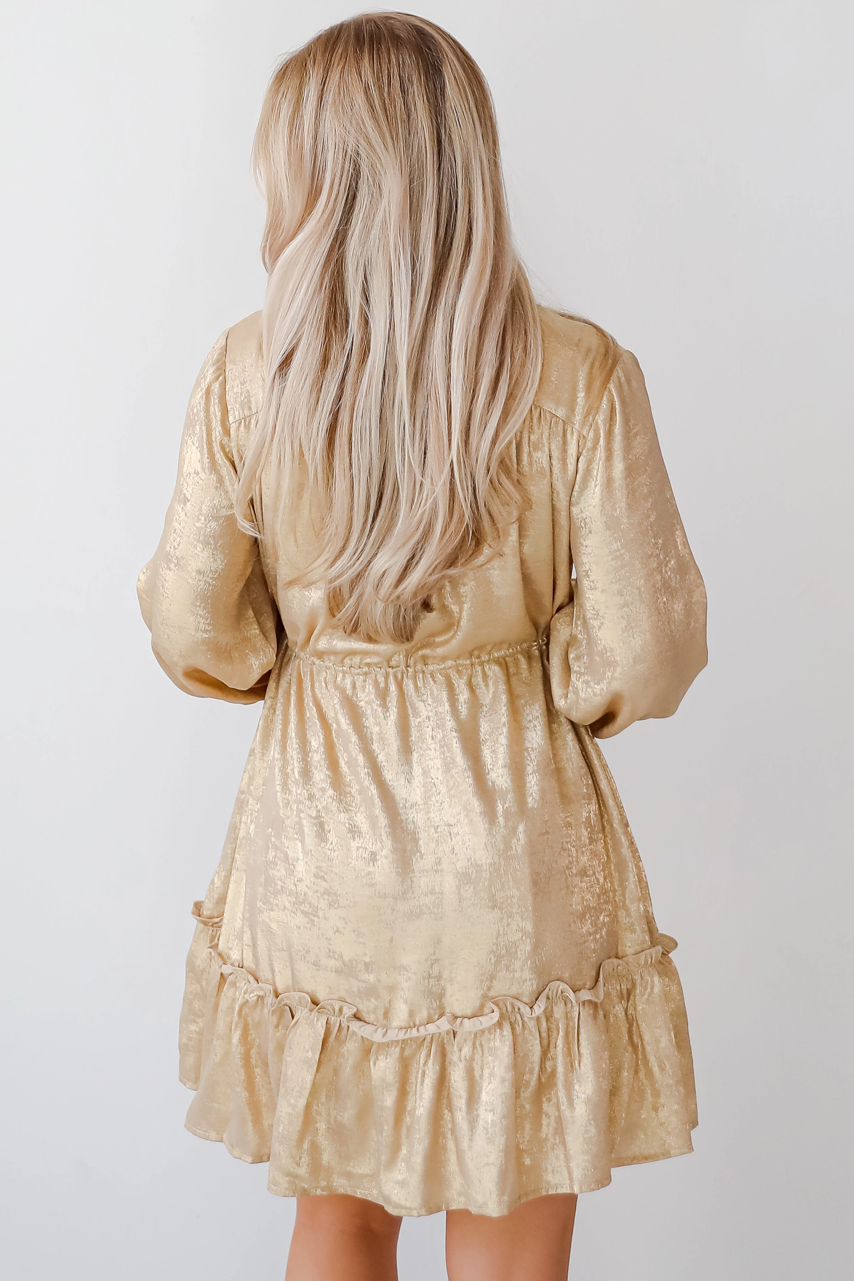 FINAL SALE - Marvelously Dazzling Taupe Metallic Mini Dress