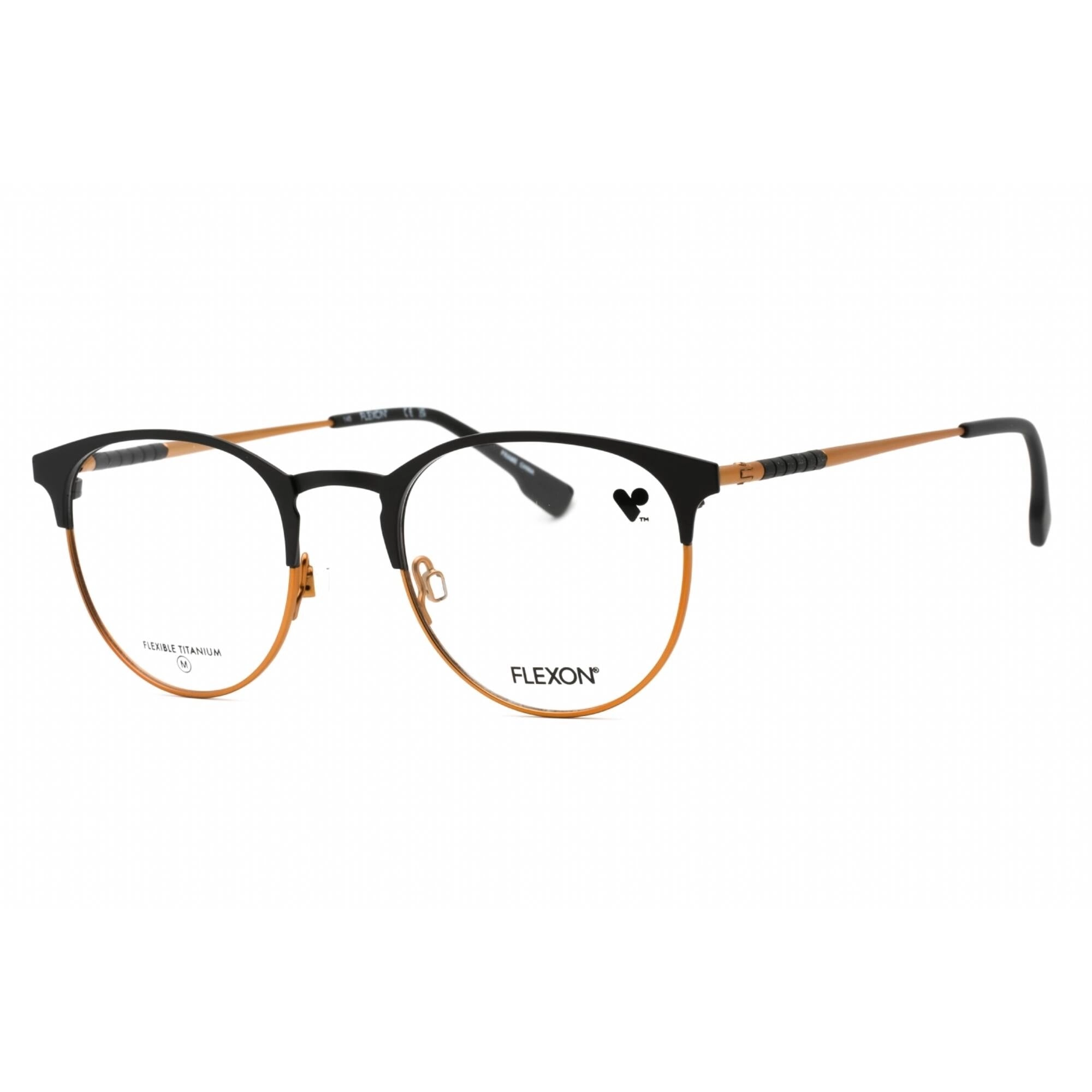 Flexon Men's Eyeglasses - Matte Black Copper Oval Full Rim Frame | FLEXON E1133 003