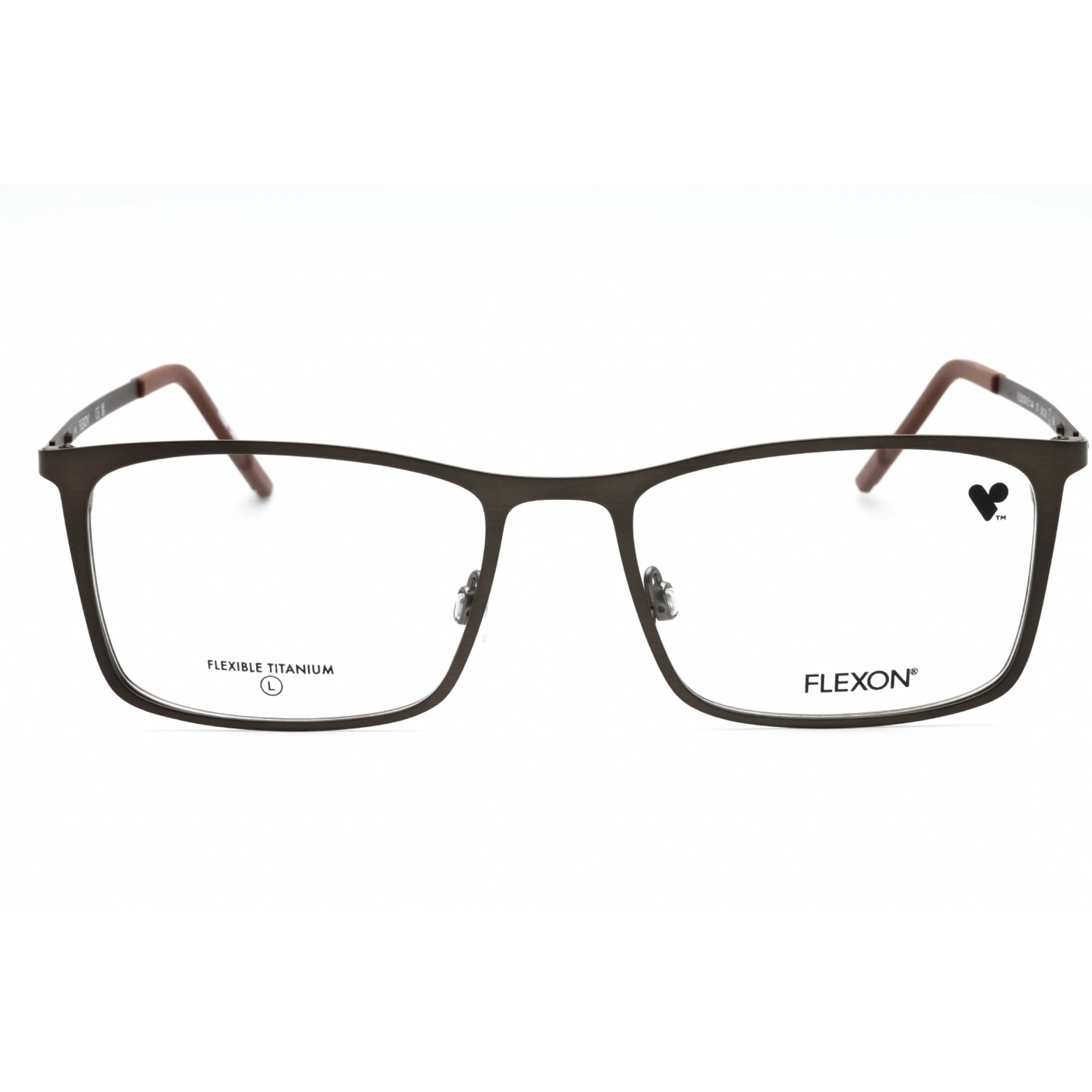 Flexon Men's Eyeglasses - Matte Gunmetal/Sepia Rectangular Frame | FLEXON E1144 071