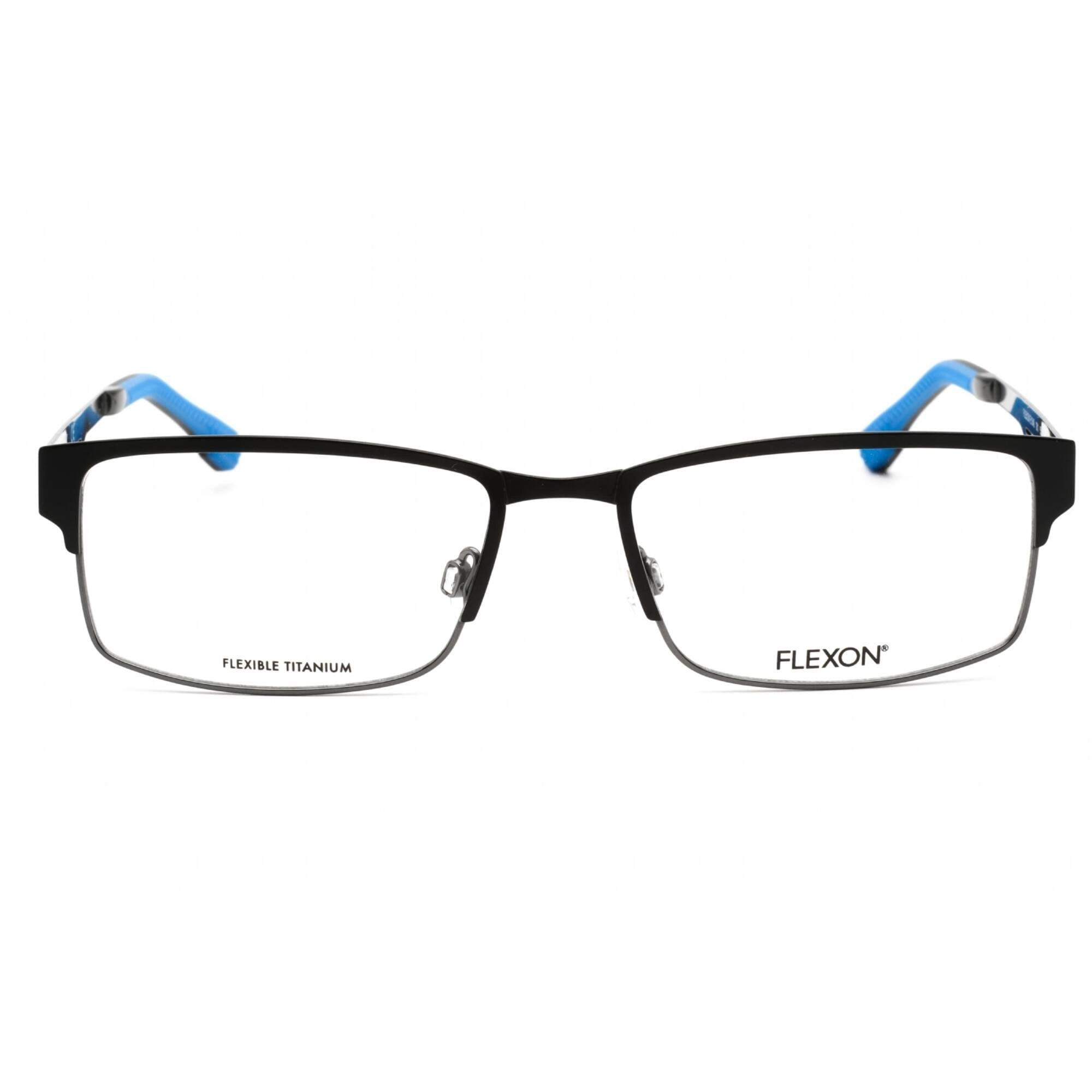 Flexon Unisex Eyeglasses - Full Rim Black Metal Rectangular Frame | FLEXON E1048 001