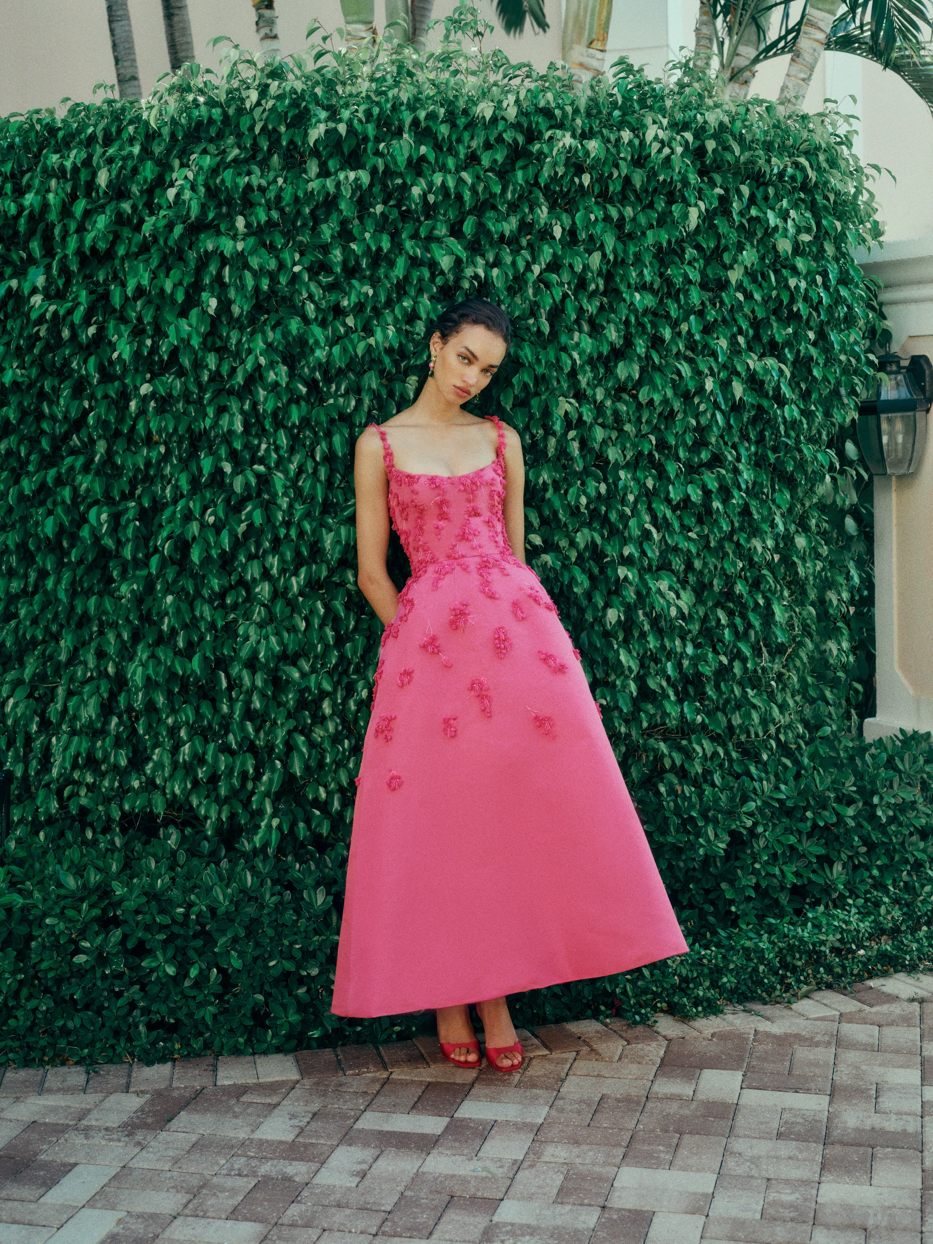 Floral Embroidered Tea-Length Dress